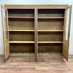Large, Breakdown Bleached Oak Glazed Bookcase