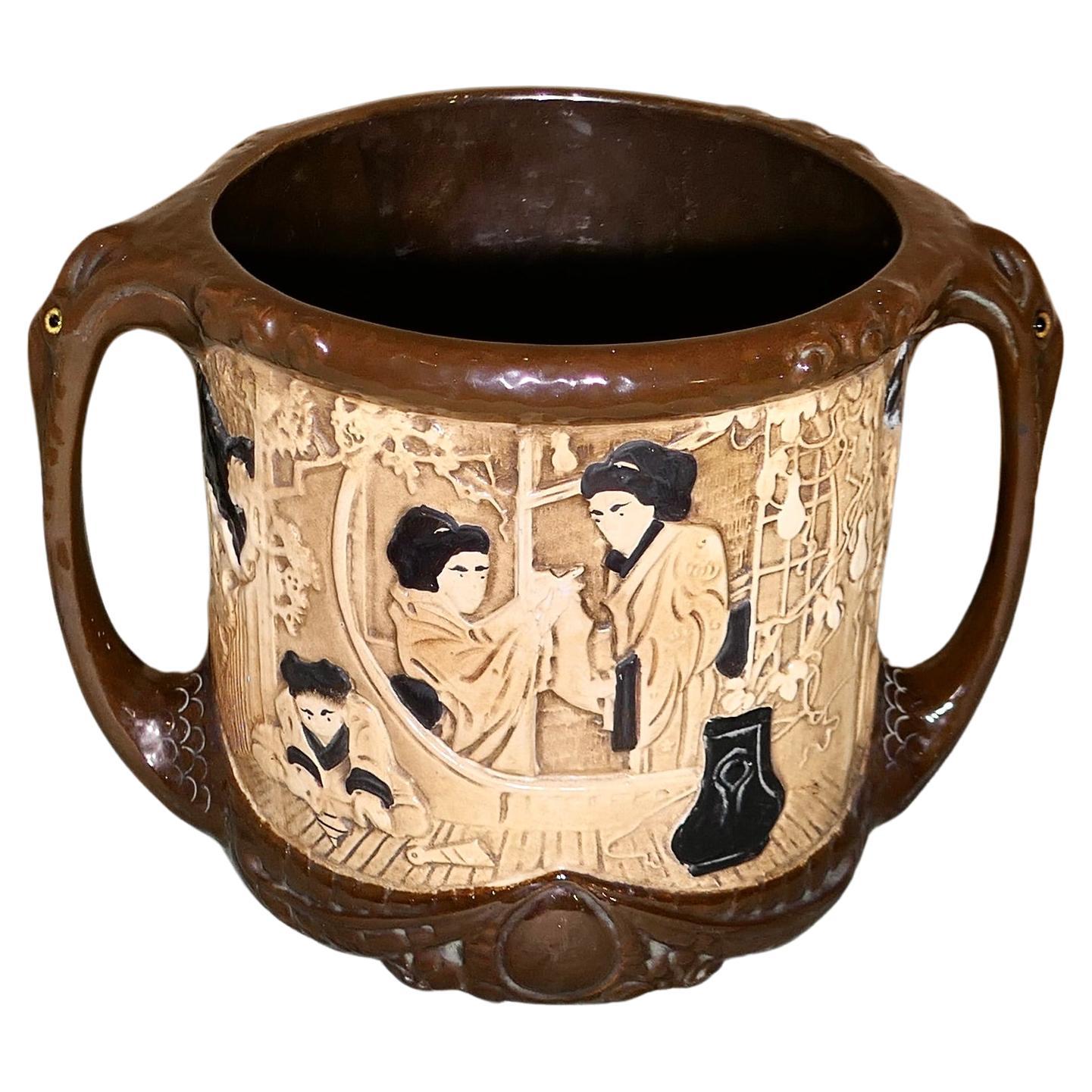 Jardiniere grande in ceramica artistica Bretby Bamboo Ware