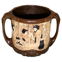 Jardinera grande de cerámica artística Bretby Bamboo Ware