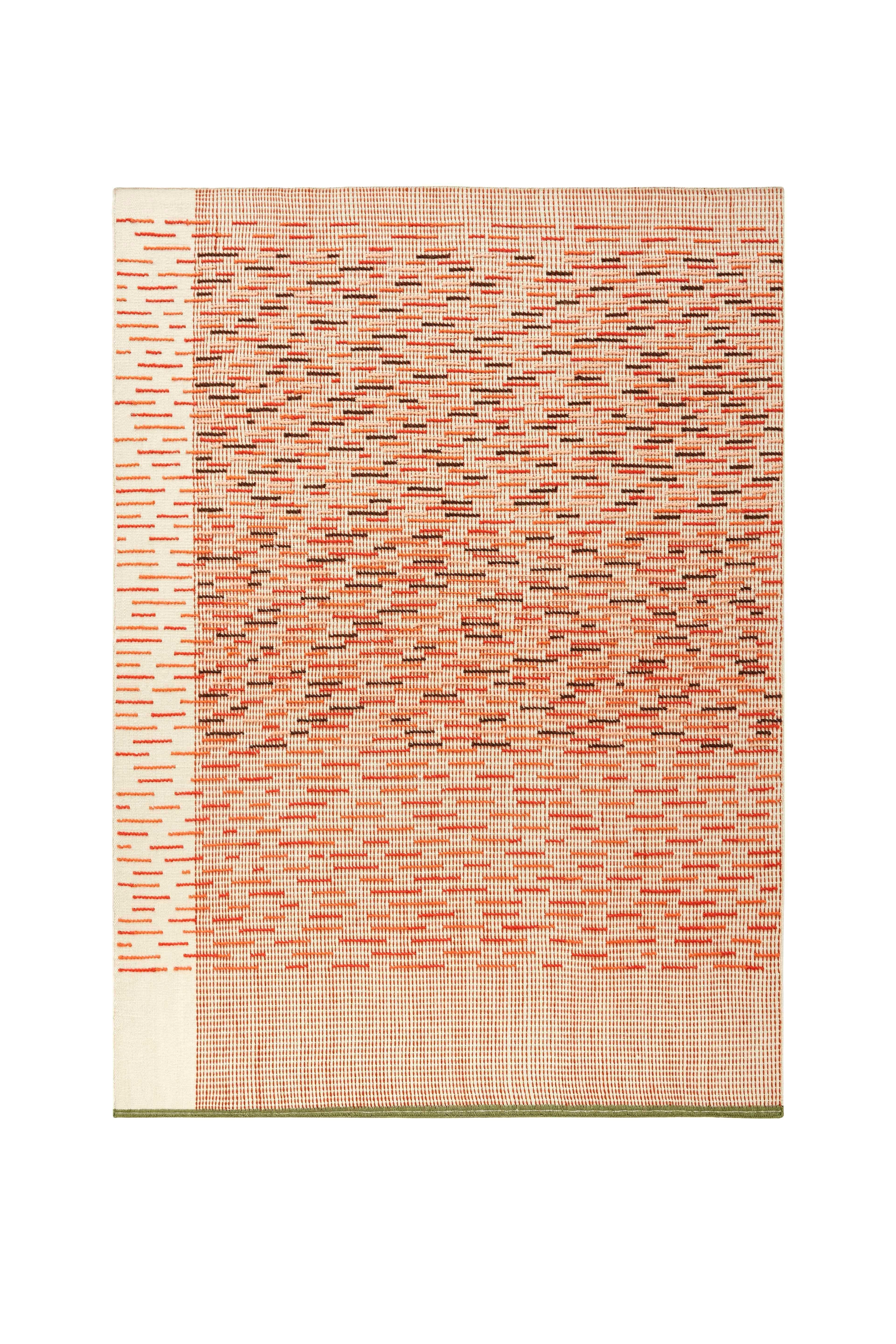 Large Brick Busy Backstitch Rug by Gandia Blasco
Design by Raw-Edges
Dimensions: W 200 x 300 cm. 
Materials: 100% wool.
Weight: 10,14 kg

Passion for life outdoors, a dream come true on the edge of a cliff in the north of Ibiza. The elemental and