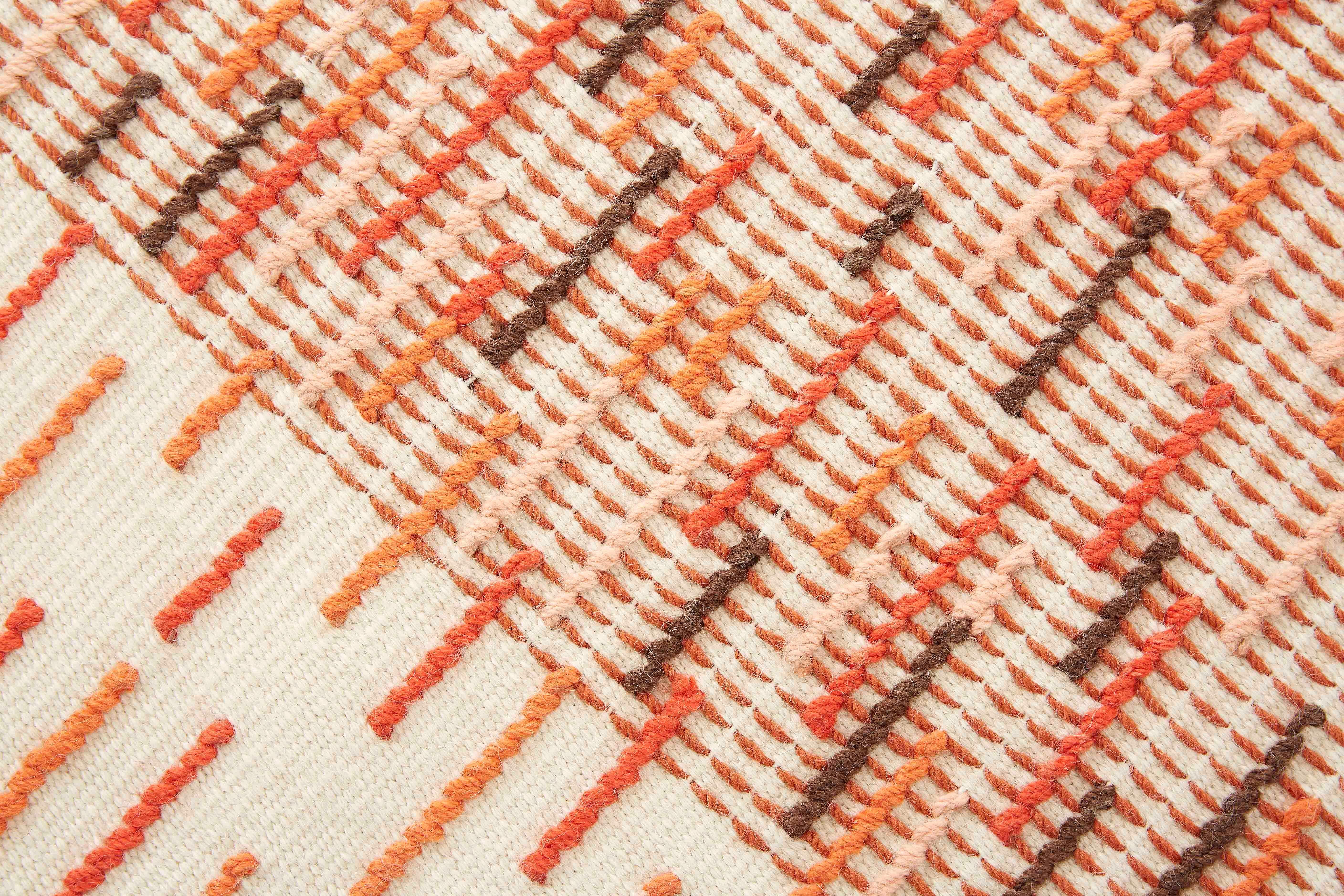 Post-Modern Large Brick Busy Backstitch Rug by Gandia Blasco For Sale