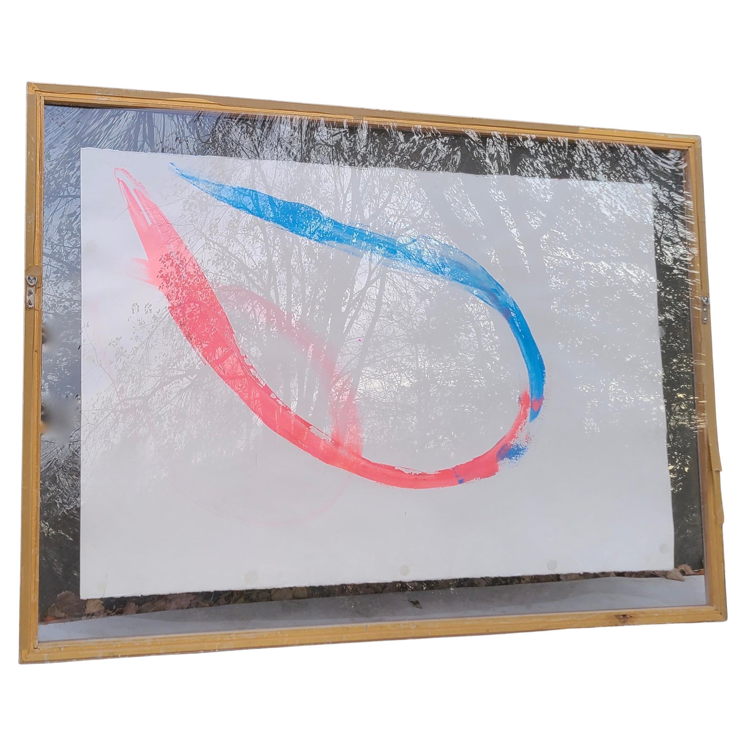 Large Bright Abstract Expressionist Painting on Paper 1986 For Sale 10