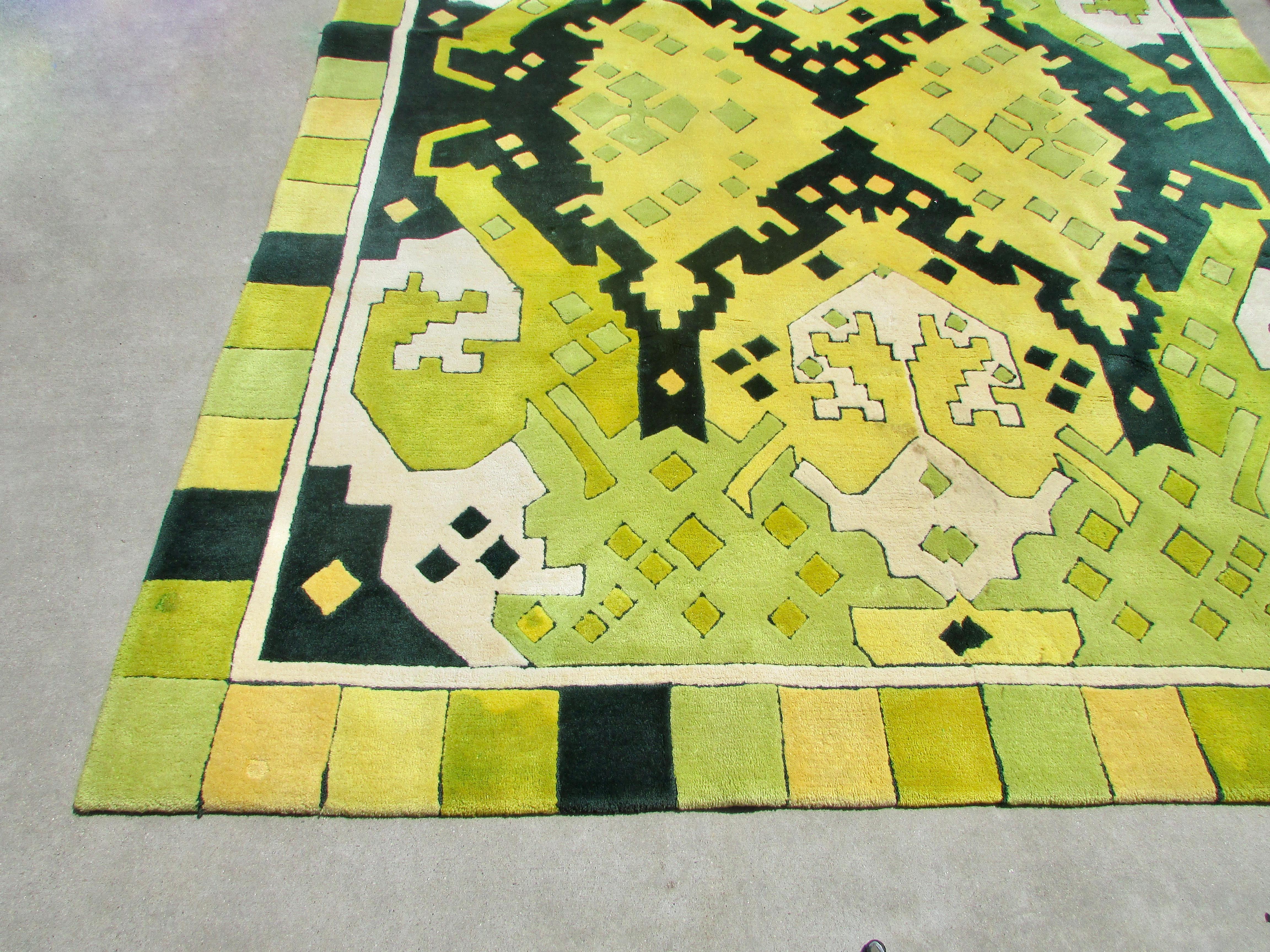 Large Brightly Colored Modernist Wool Rug Attributed to Edward Fields For Sale 5