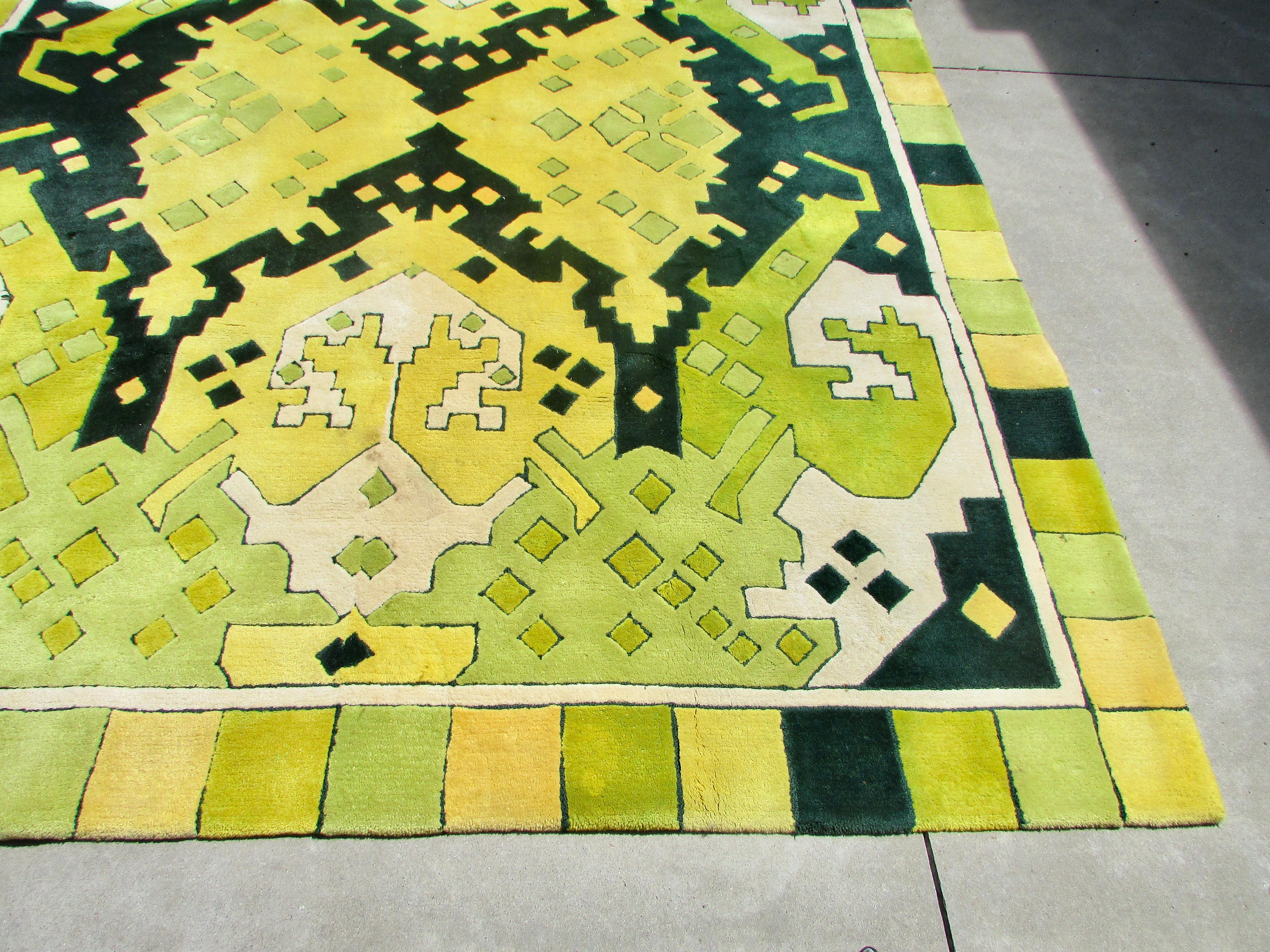 Large Brightly Colored Modernist Wool Rug Attributed to Edward Fields For Sale 8