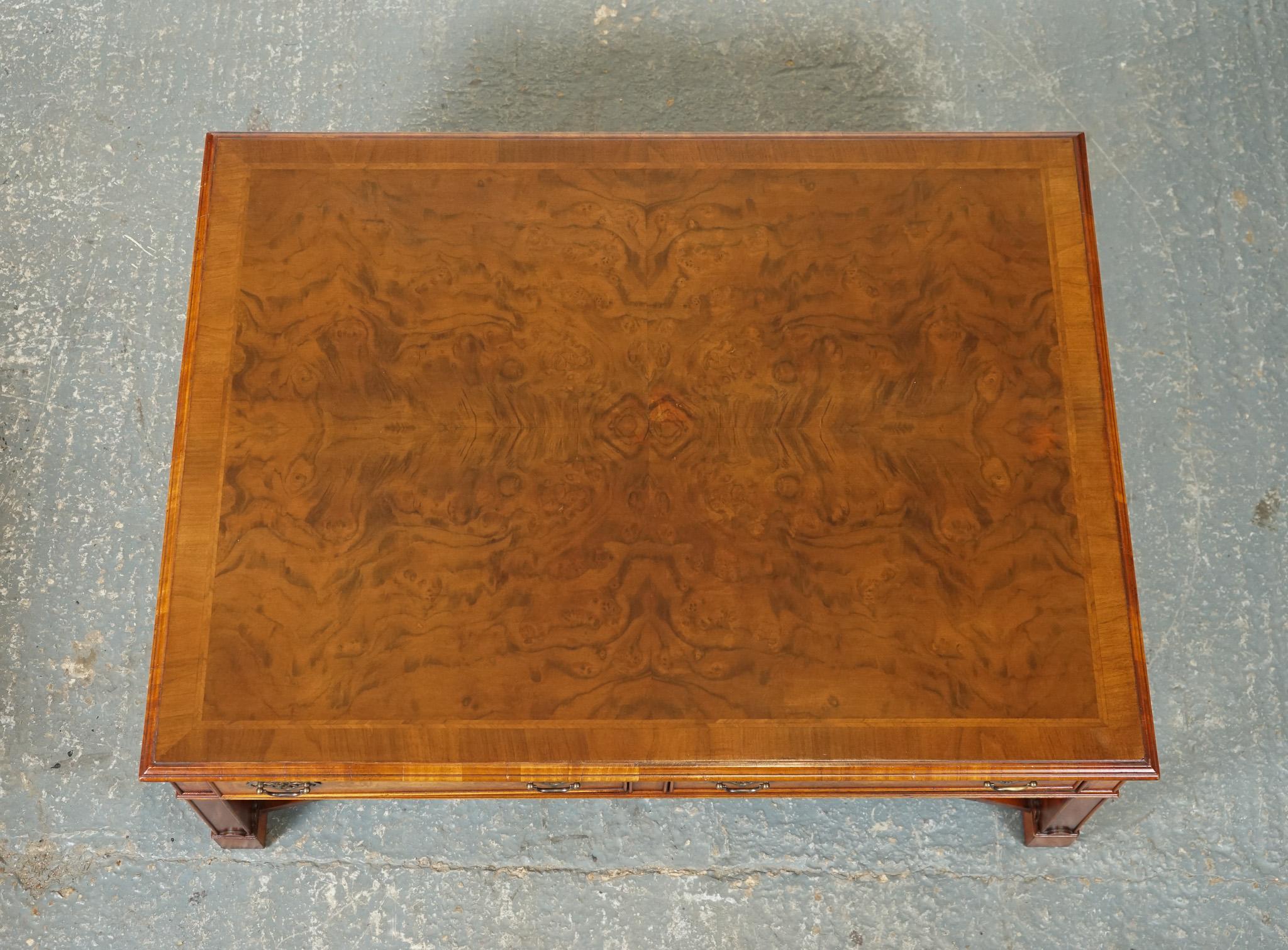 LARGE BRIGHTS OF NETTLEBED BURR WALNUT COFFEE TABLE WITH DOUBLE SIDED DRAWERS j1 For Sale 6
