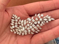 Large Brilliant and Marquise Diamond Brooch 14K White Gold