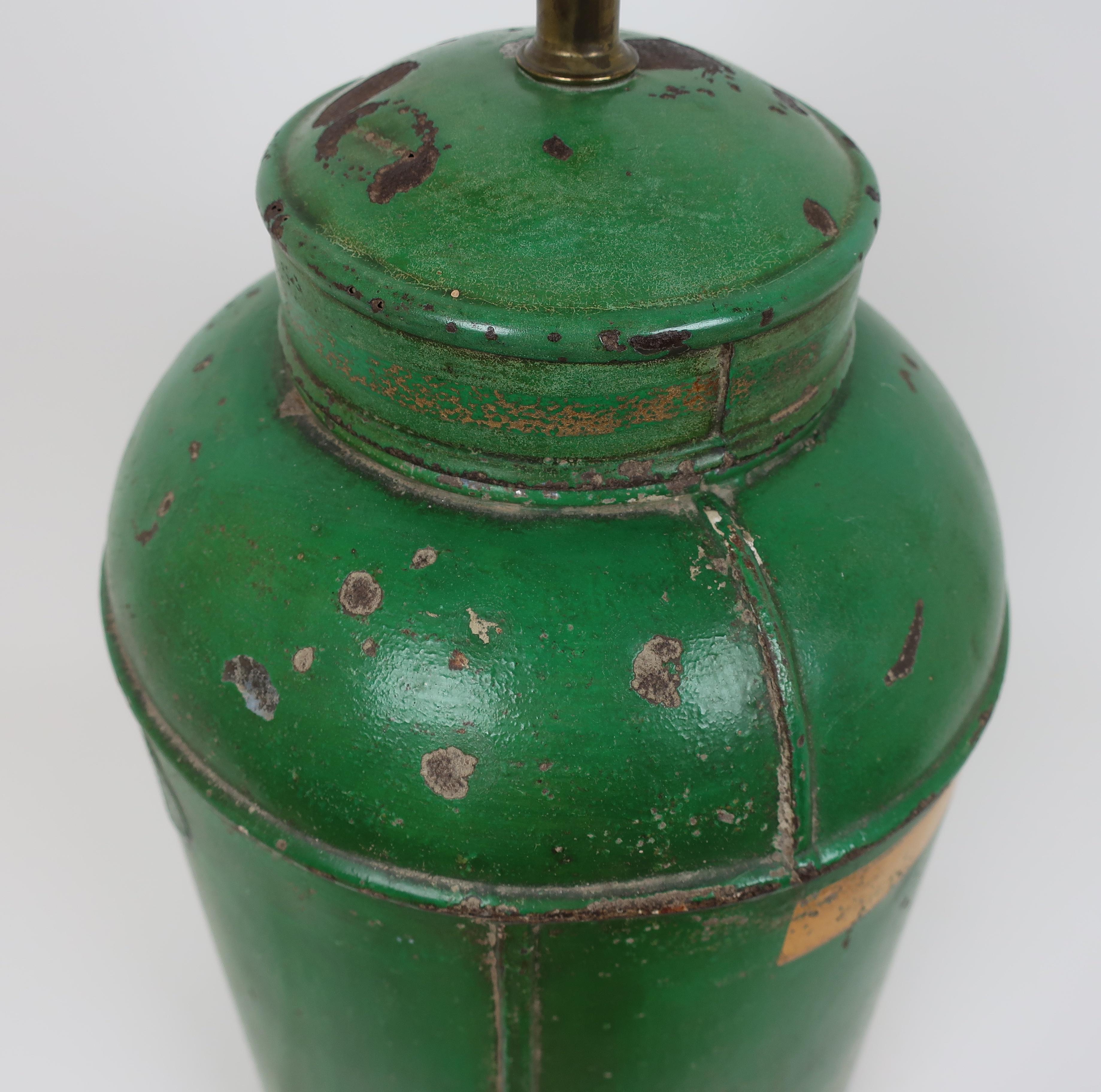 Large Brilliant Green Tin Canister Lamp 4