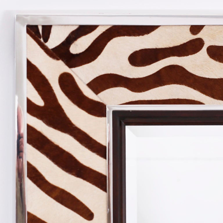Large British Colonial Faux Zebra Wall Mirror At 1stdibs