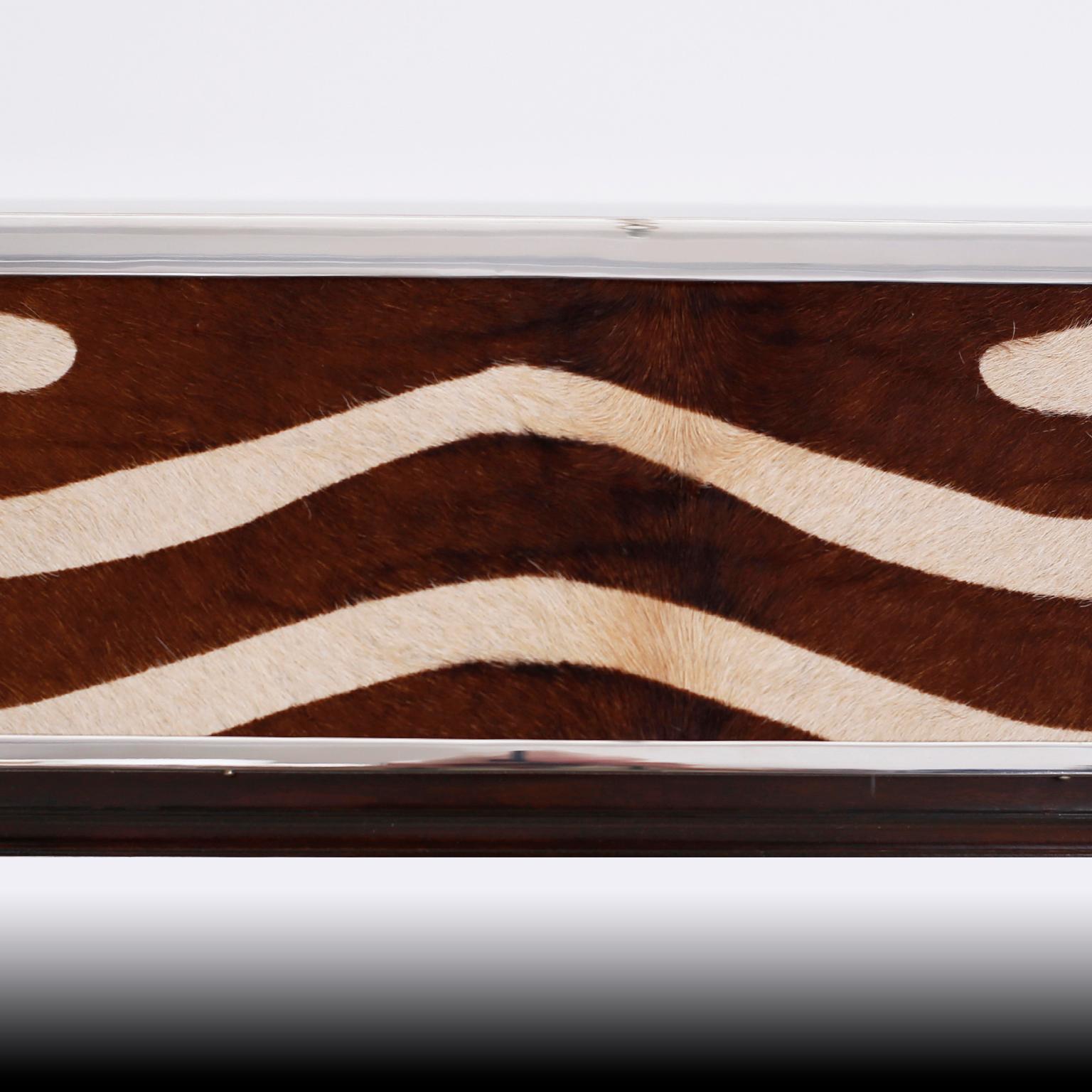American Large British Colonial Faux Zebra Wall Mirror