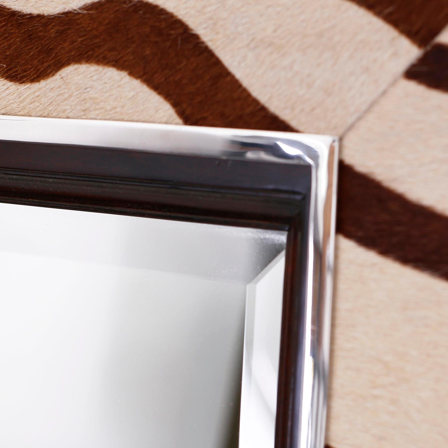 Cowhide Large British Colonial Faux Zebra Wall Mirror