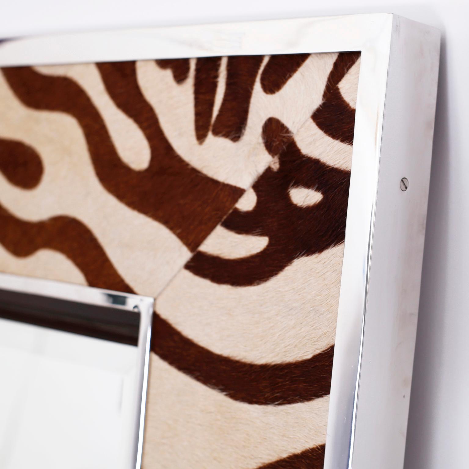 Large British Colonial Faux Zebra Wall Mirror 1