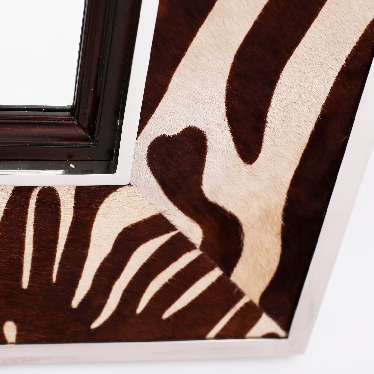 Large British Colonial Faux Zebra Wall Mirror 2