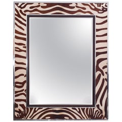 Large British Colonial Faux Zebra Wall Mirror