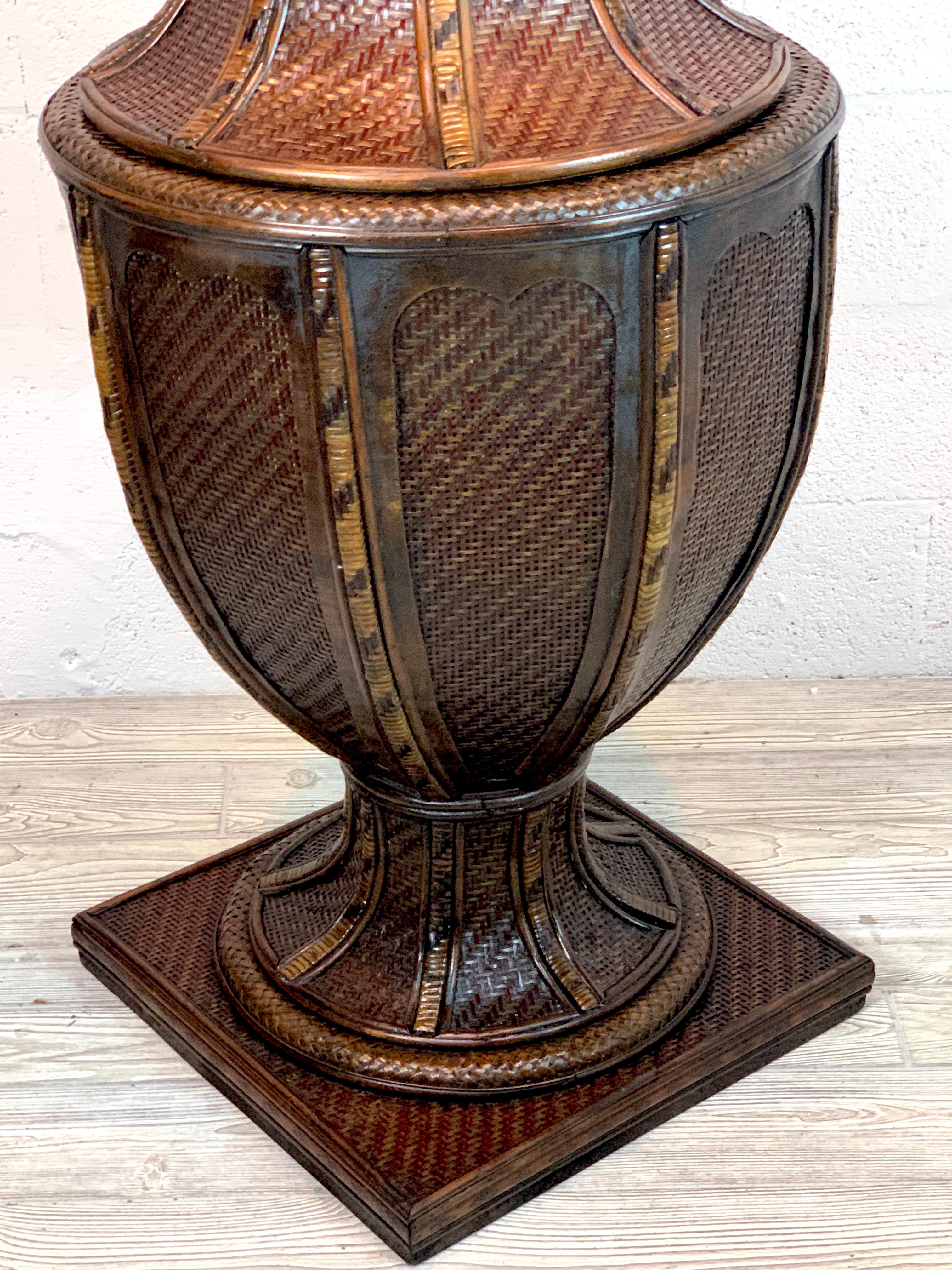 Unknown Large British Colonial Style Rattan and Wicker Urn