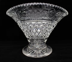 Large British Cut Crystal Pedestal Vase, Stourbridge, circa 1950s