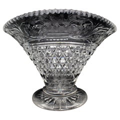 Large British Cut Crystal Pedestal Vase, Stourbridge, circa 1950s