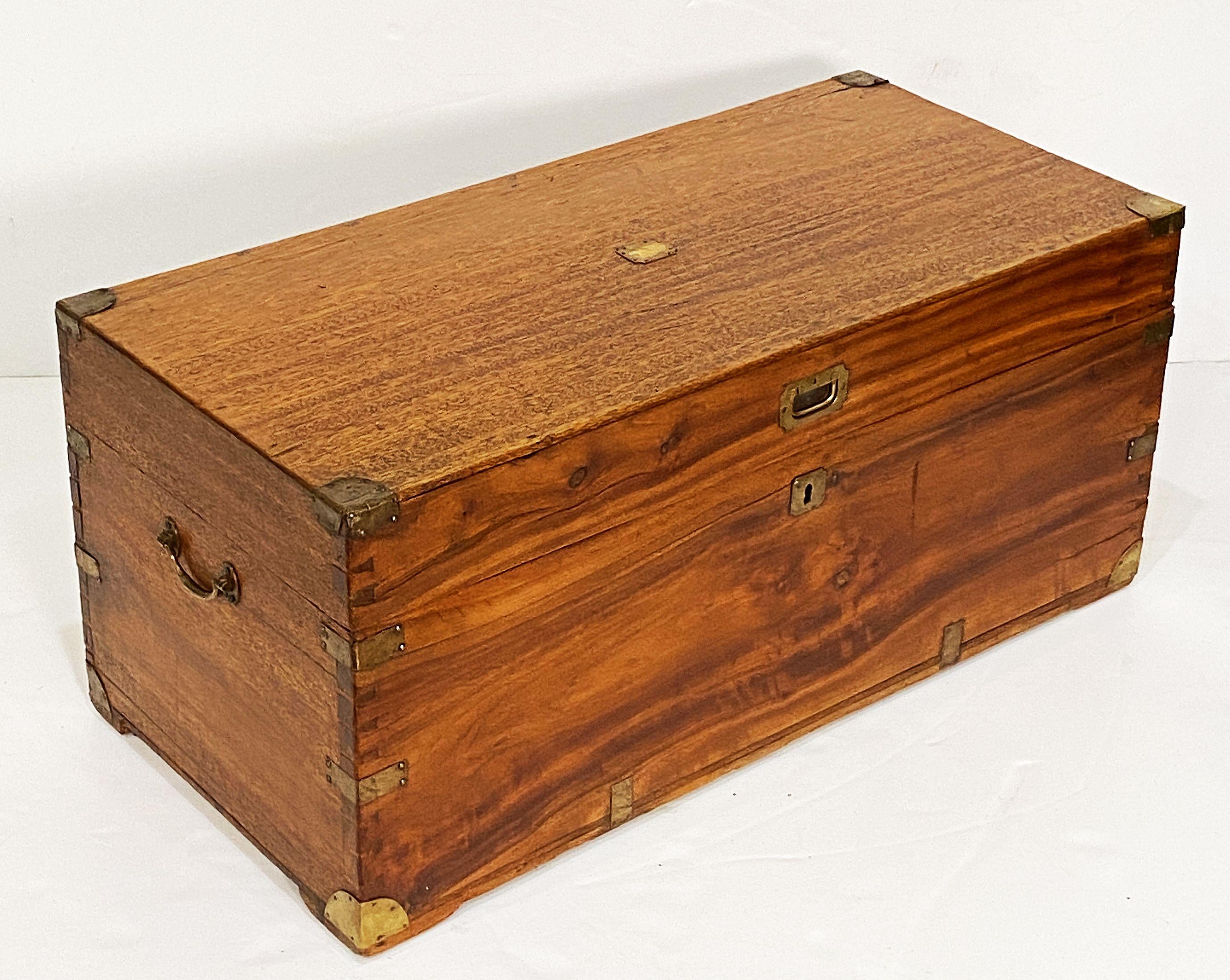 Large British Military Officer's Campaign Trunk of Brass-Bound Camphor In Good Condition For Sale In Austin, TX