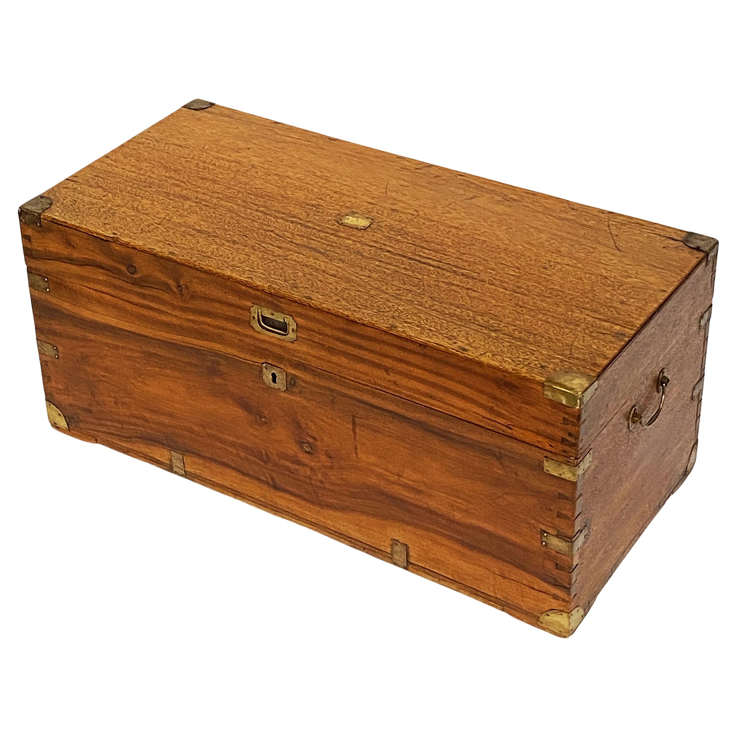 Large British Military Officer's Campaign Trunk of Brass-Bound Camphor For Sale