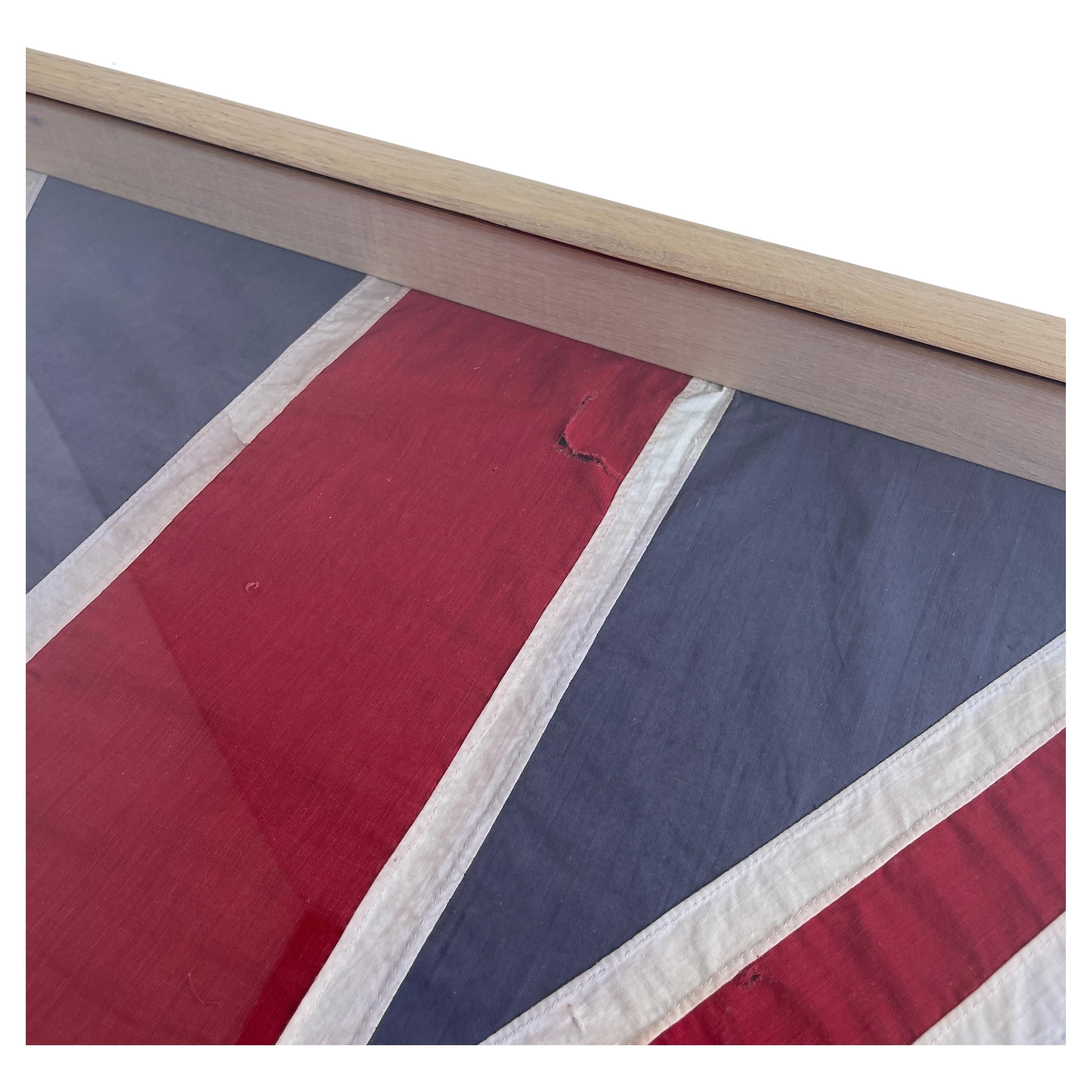 1950's Large British Union Jack Hand-Stitched Framed Flag For Sale 1