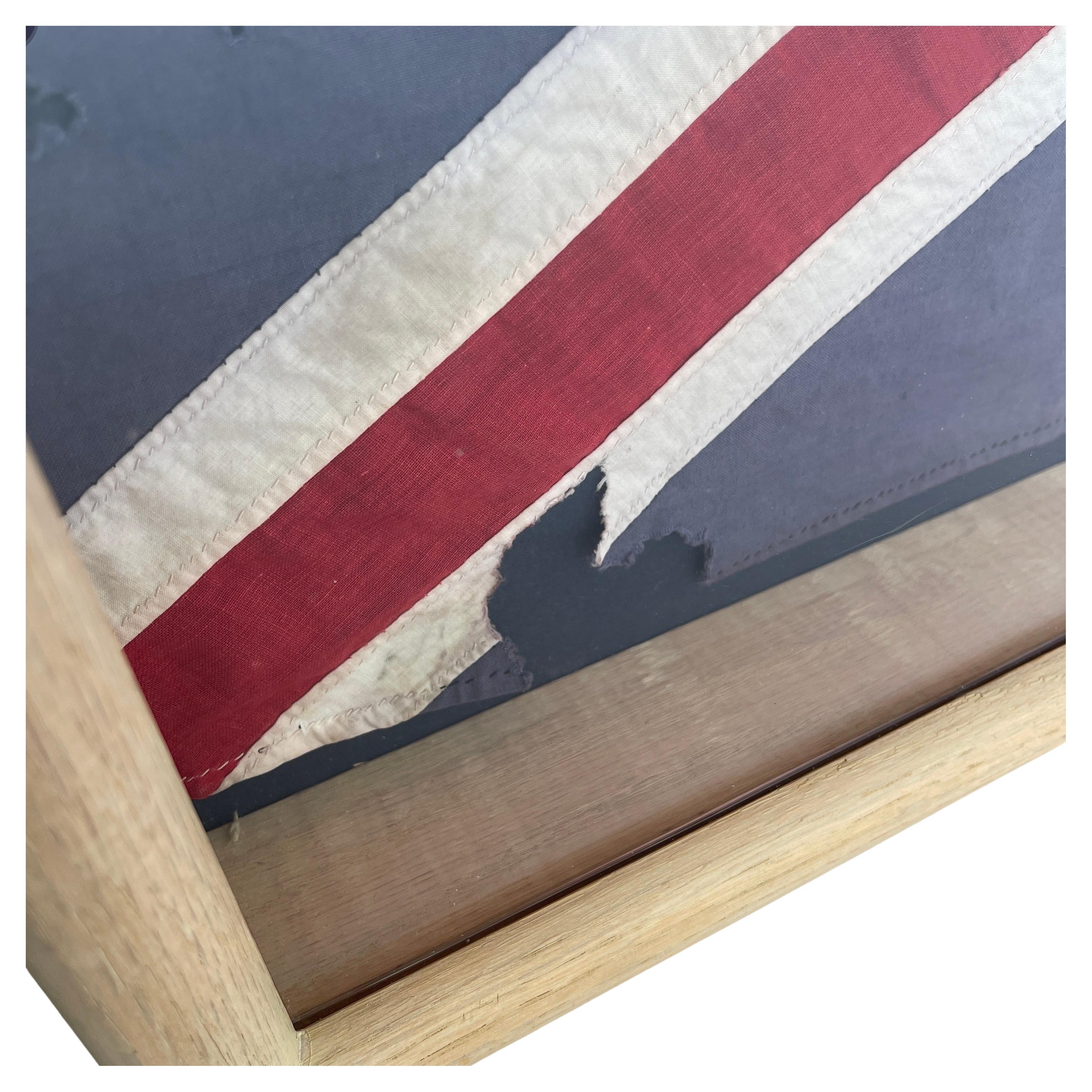 1950's Large British Union Jack Hand-Stitched Framed Flag For Sale 2