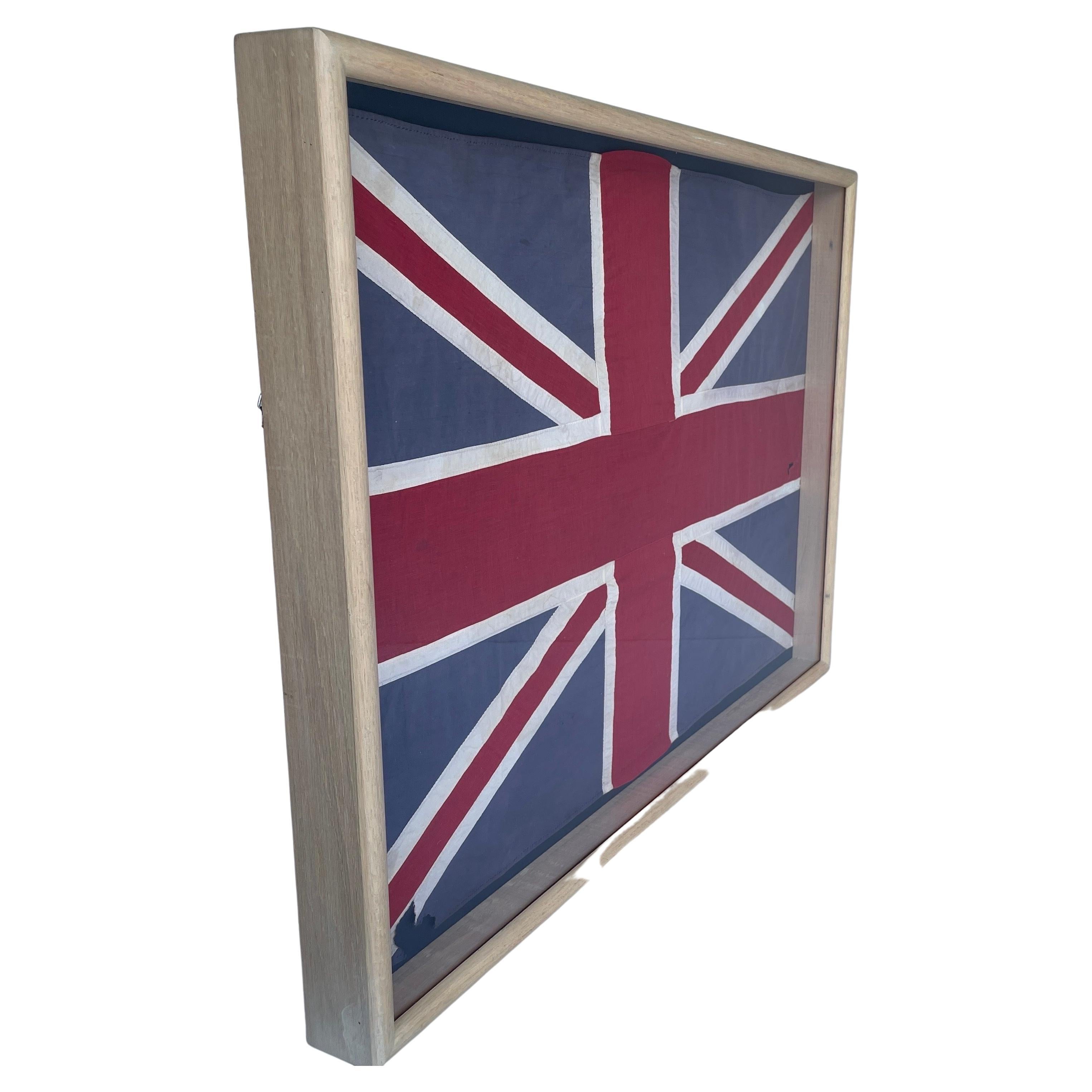 1950's Large British Union Jack Hand-Stitched Framed Flag For Sale 4