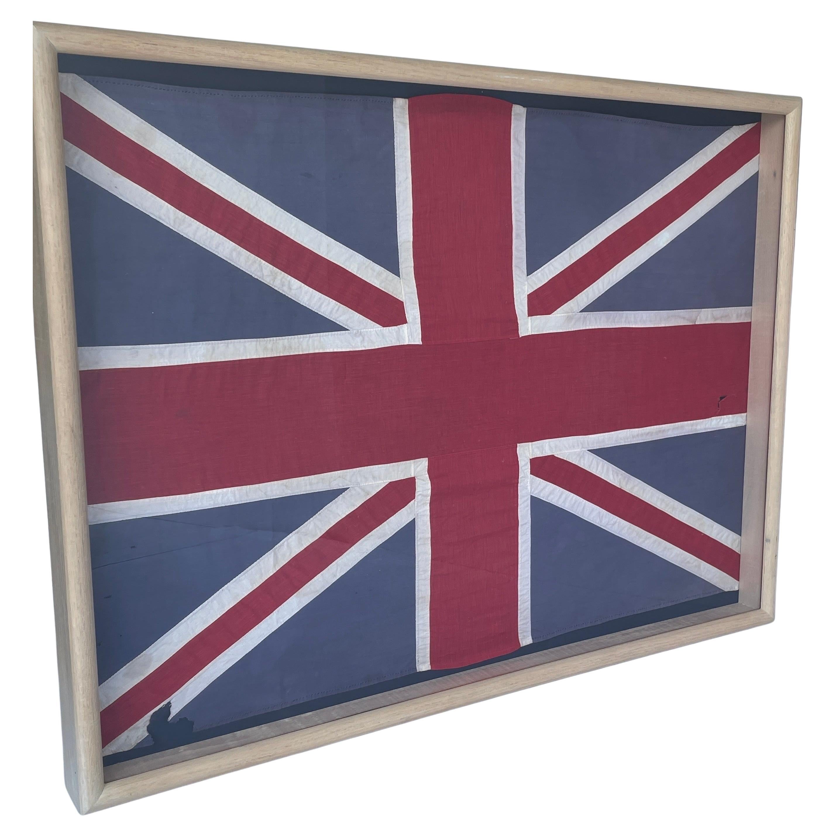 1950's Large British Union Jack Hand-Stitched Framed Flag For Sale 5