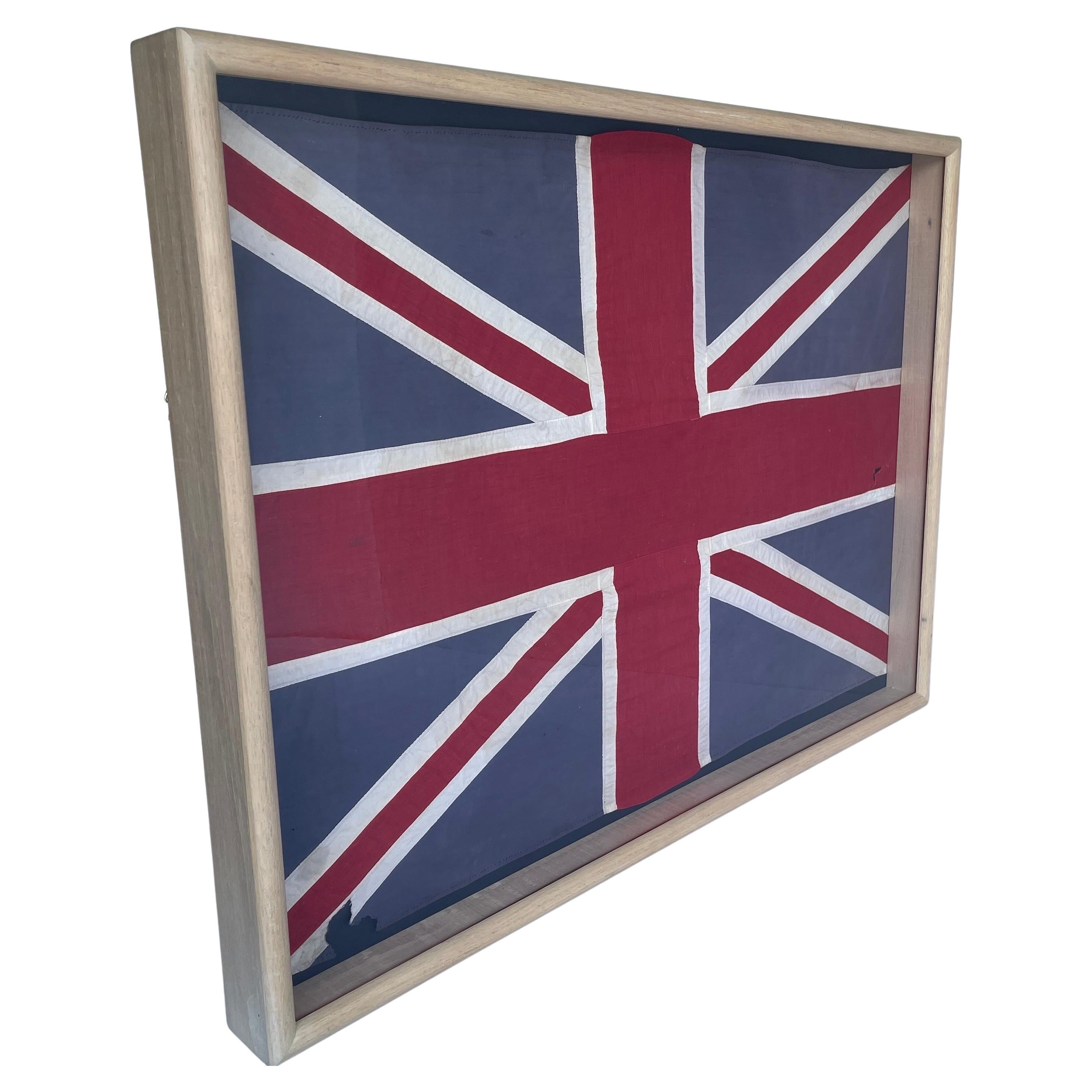 1950's Large British Union Jack Hand-Stitched Framed Flag For Sale 6