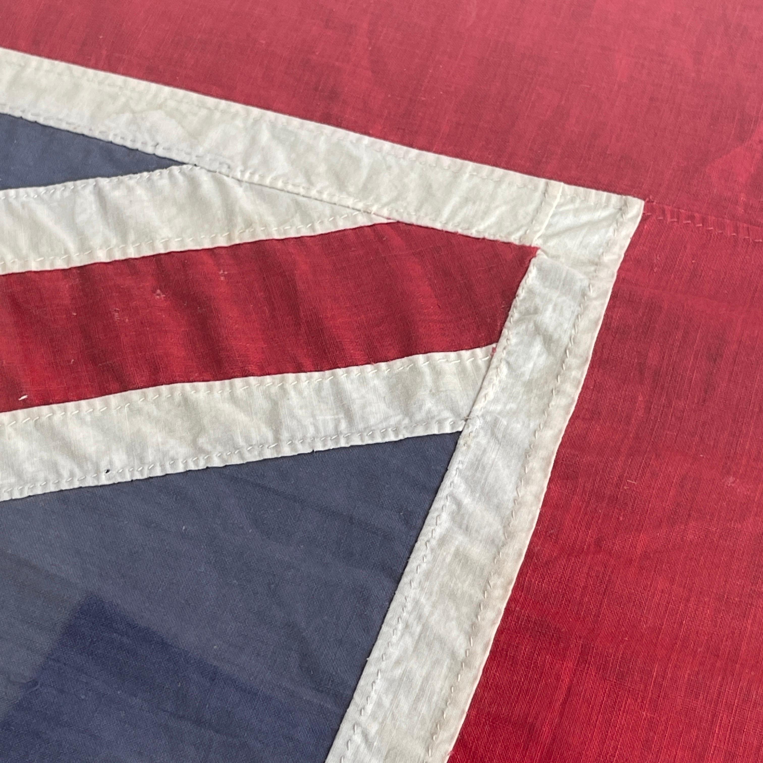 English 1950's Large British Union Jack Hand-Stitched Framed Flag For Sale