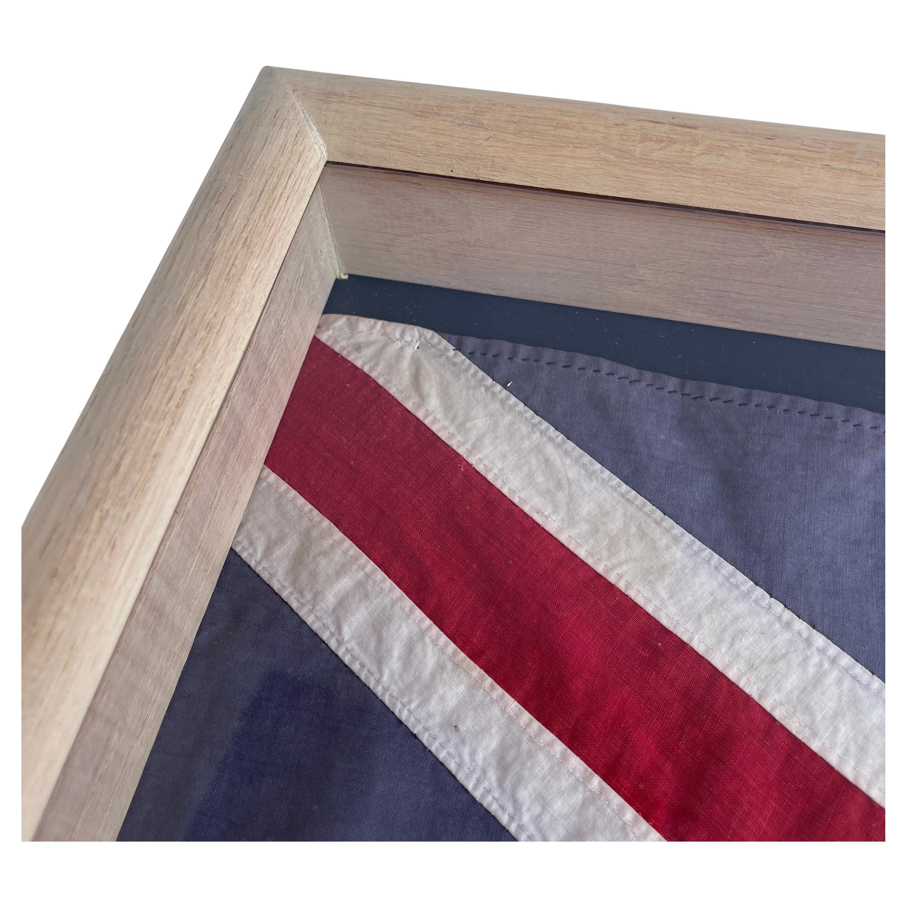 20th Century 1950's Large British Union Jack Hand-Stitched Framed Flag For Sale