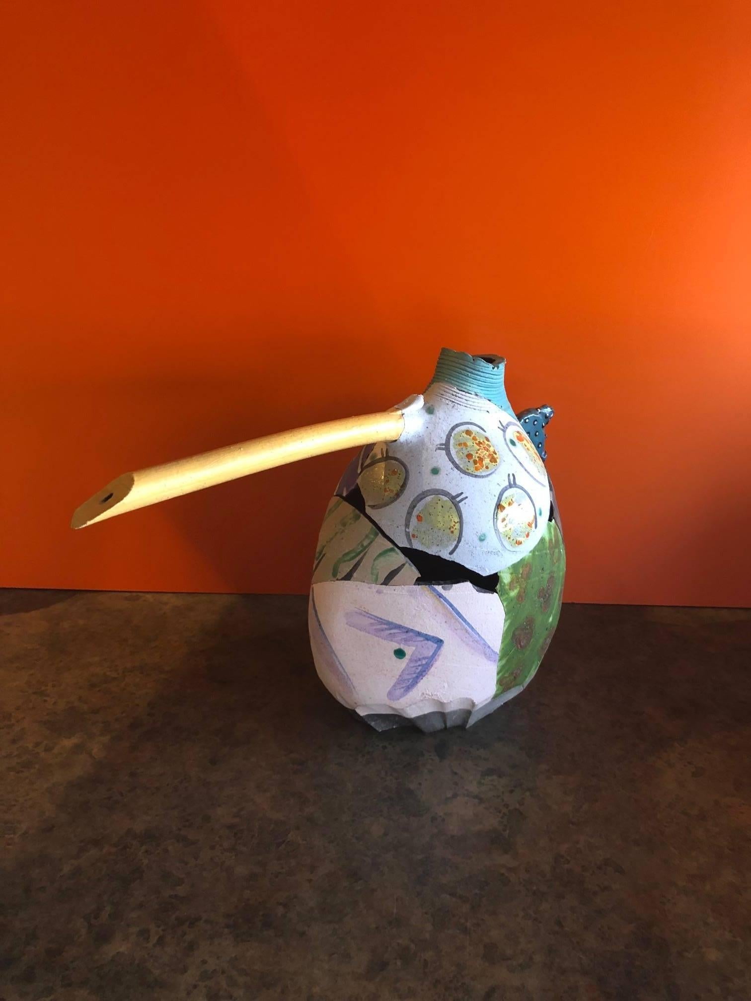 Large Broken Clay Raku Pottery Vase / Vessel Signed by Patrick Crabb 1