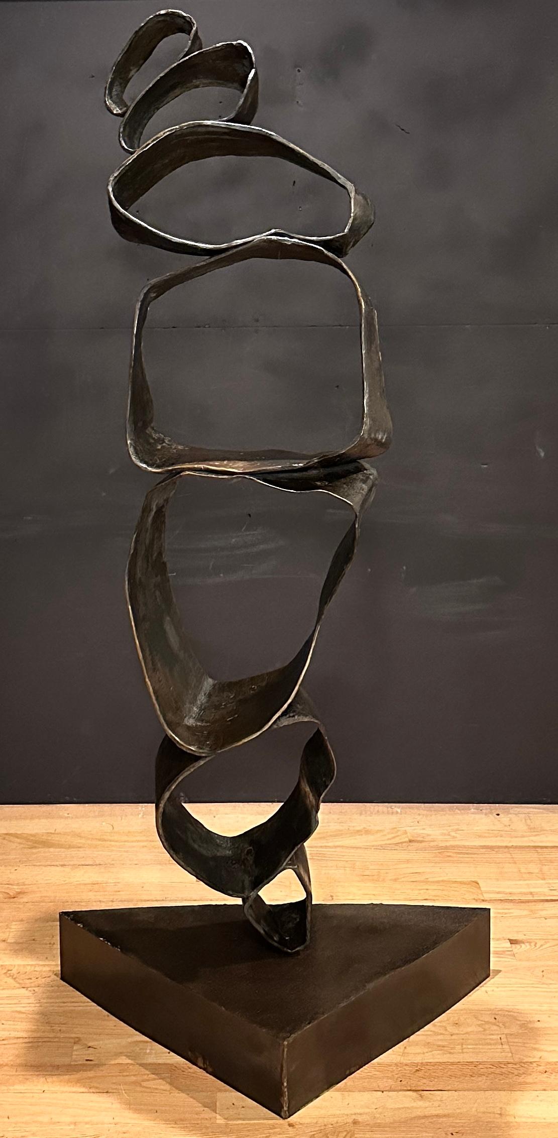Organic Modern Large Bronze Abstract Floor Sculpture 