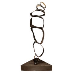 Large Bronze Abstract Floor Sculpture "Imperfect Circles"