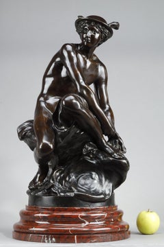 Large bronze after Pigalle, "Mercure attachant ses talonnières", 19th century