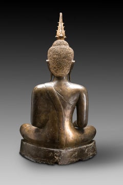 Large Bronze Alloy Figure of Buddha Maravijaya