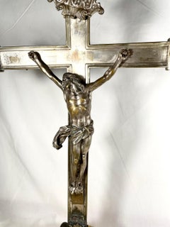 Large Bronze Altar Crucifix 19th Century After Giambologna of Florence