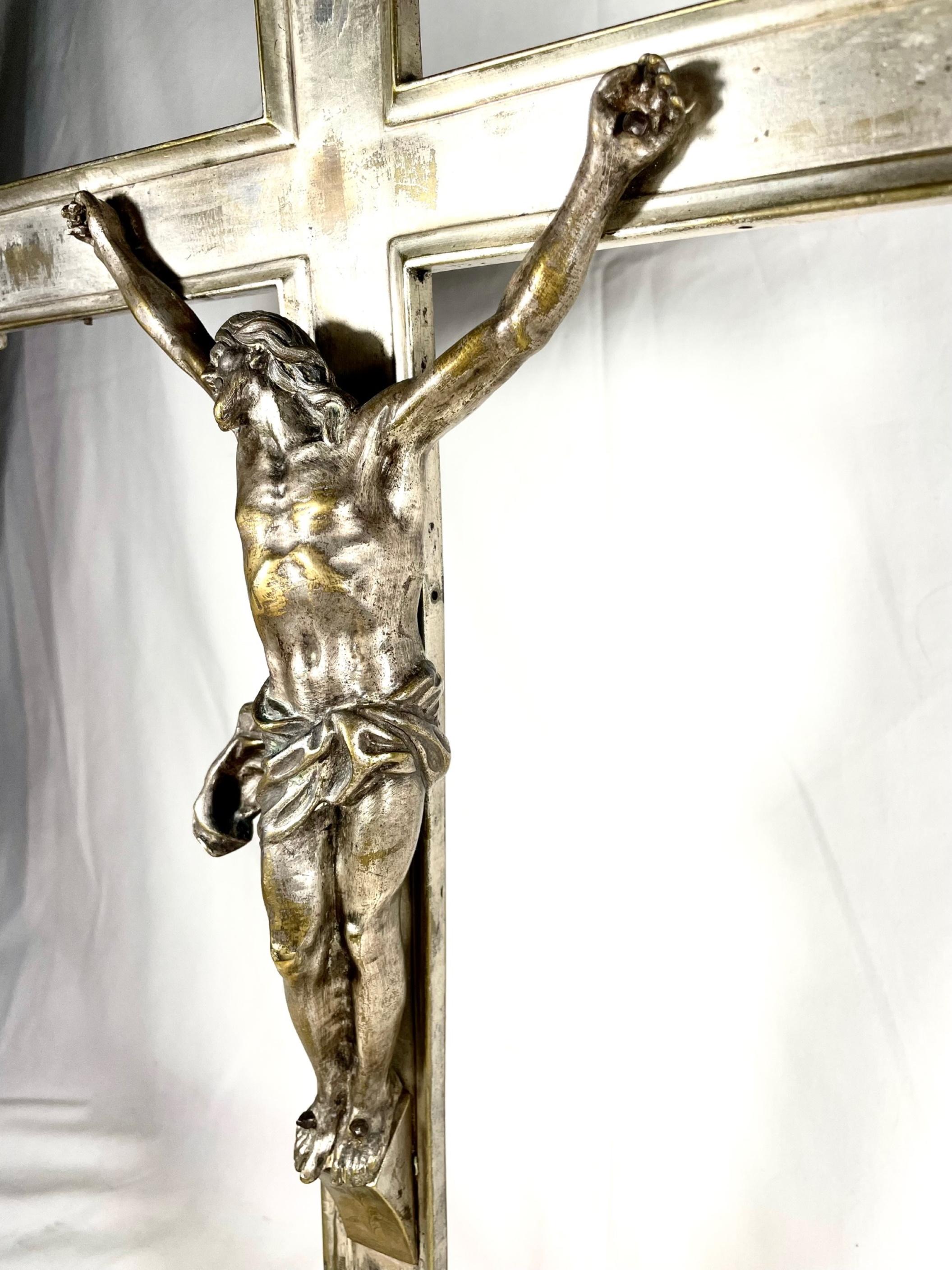 Renaissance Revival Large Bronze Altar Crucifix 19th Century After Giambologna of Florence