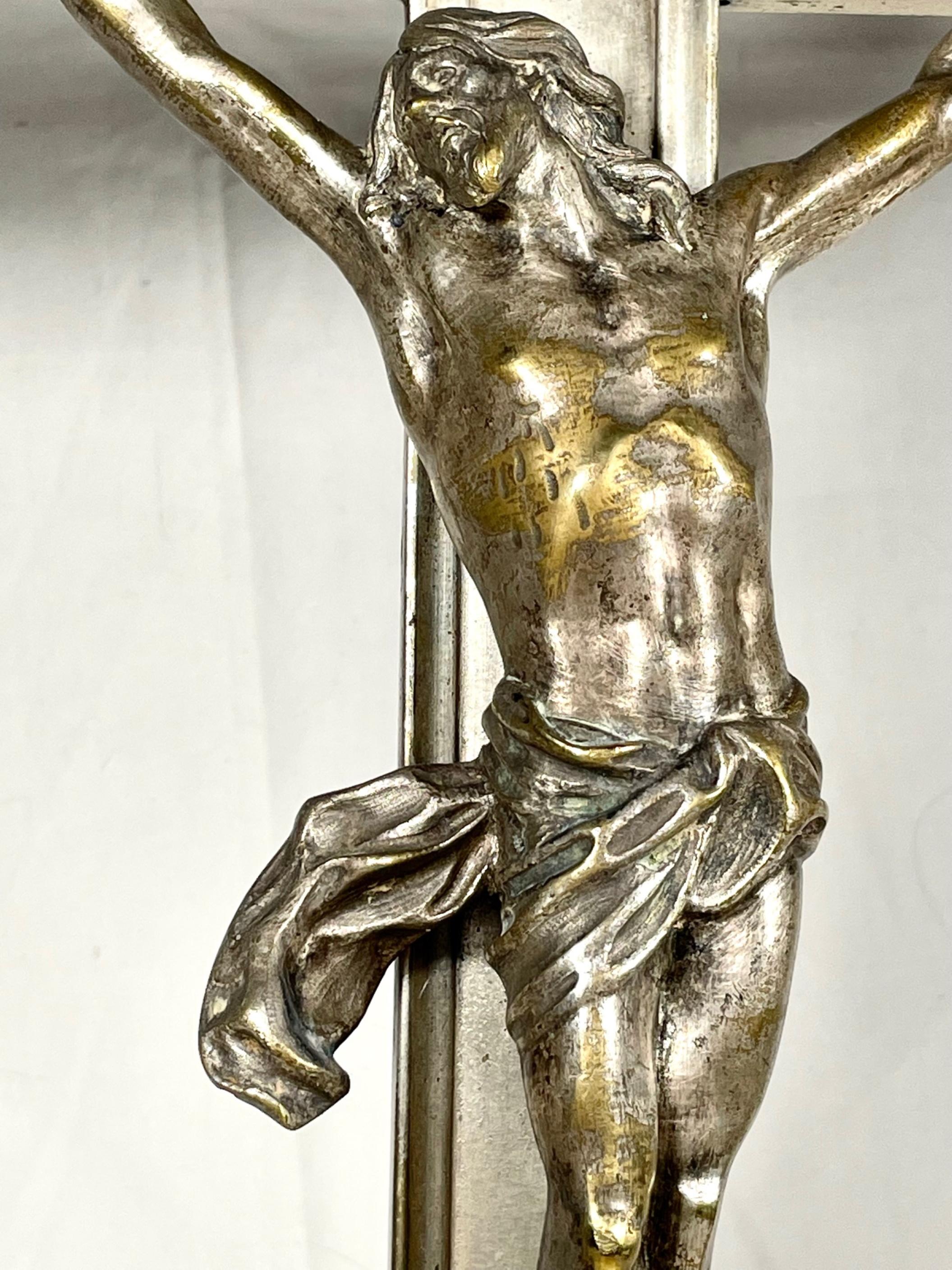 Italian Large Bronze Altar Crucifix 19th Century After Giambologna of Florence