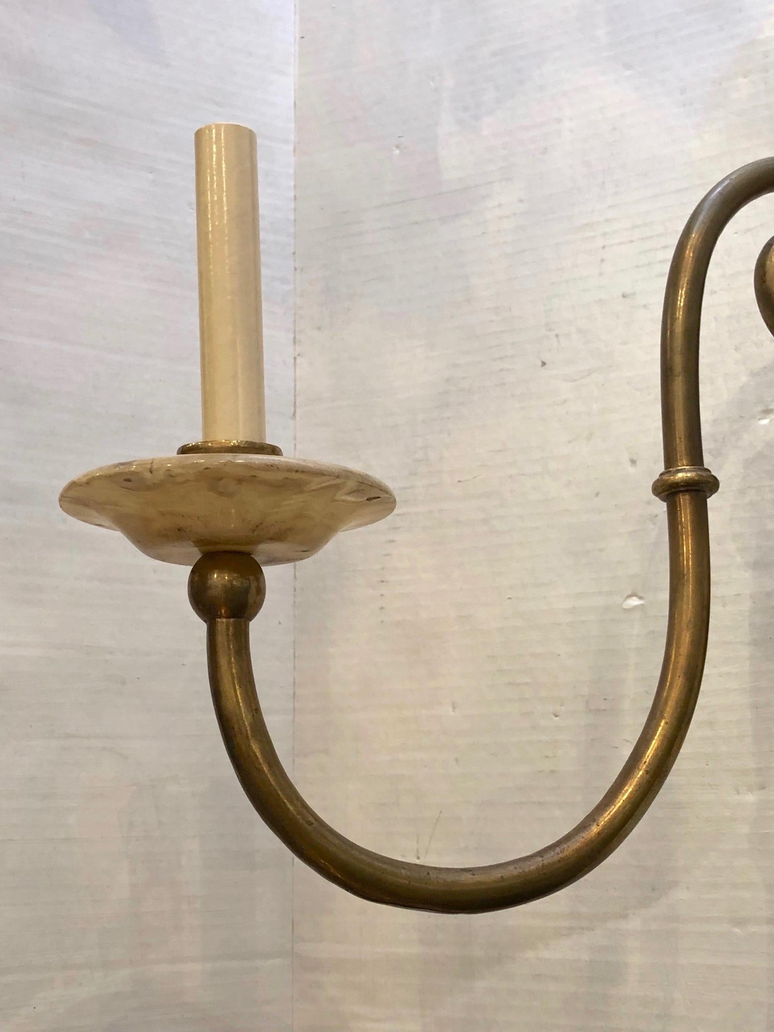 Large Bronze and Alabaster Sconces In Good Condition For Sale In New York, NY