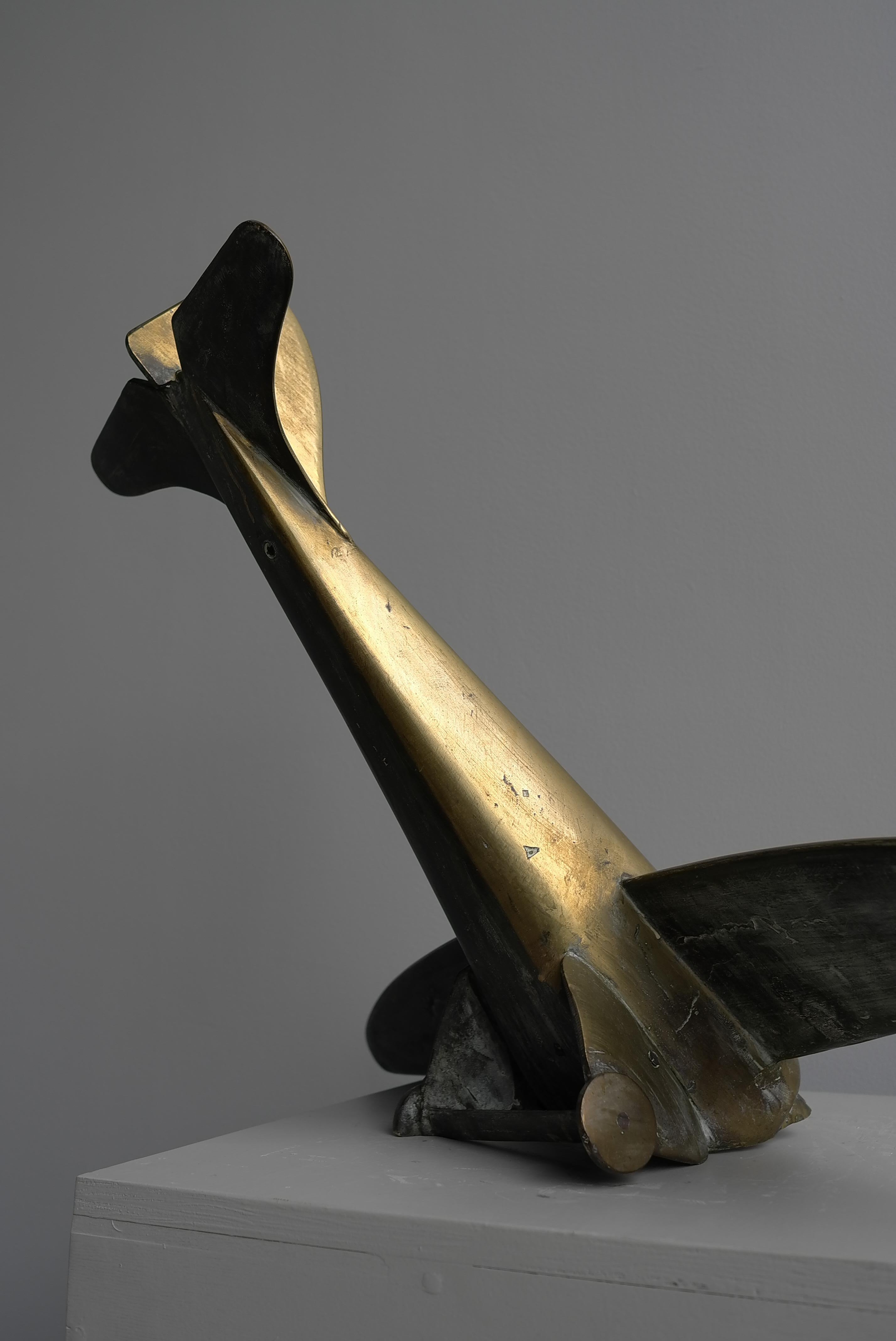 Large Bronze and Brass Airplane 'Crashed' Man Cave Art Deco Mid Century Modern  For Sale 7