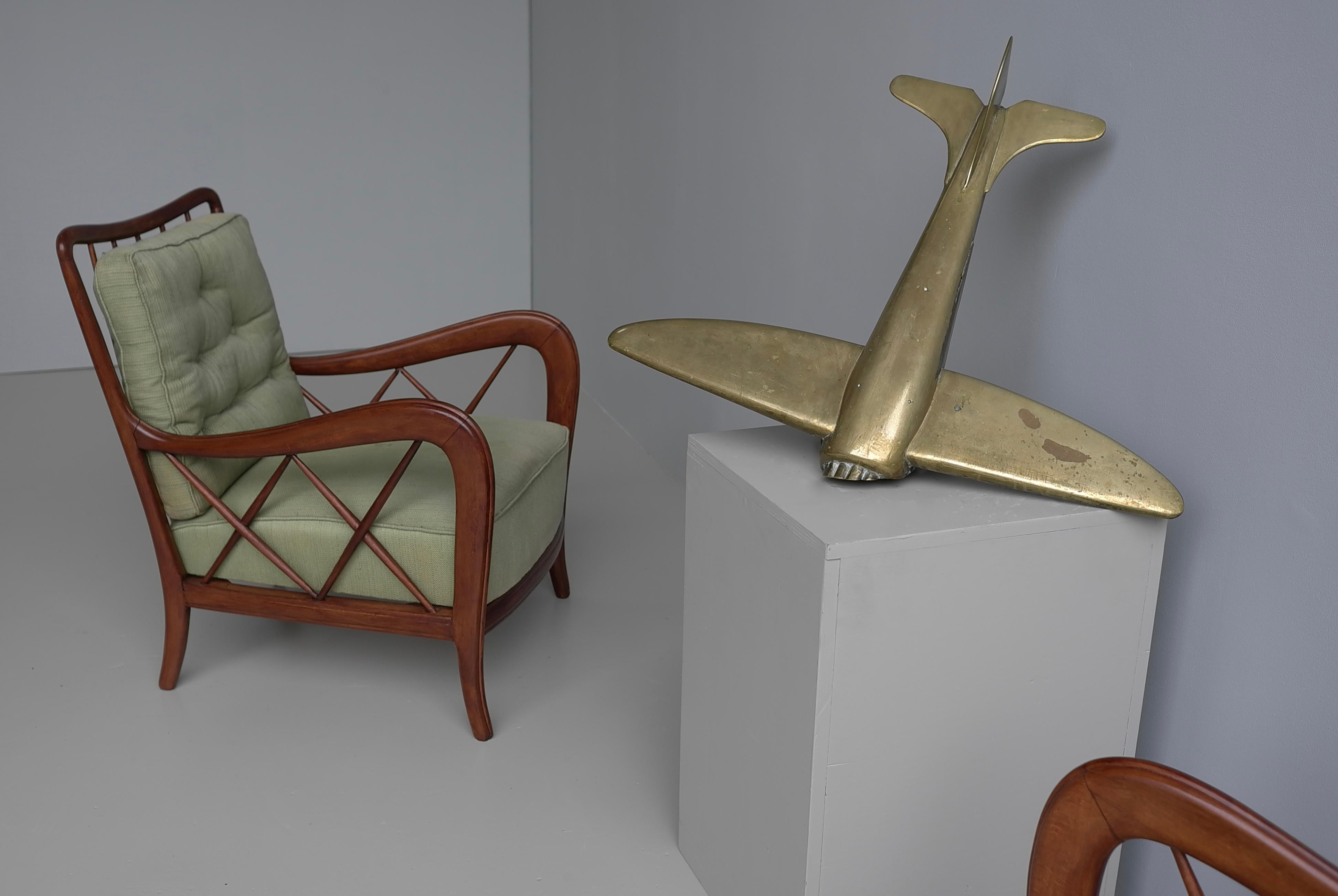 European Large Bronze and Brass Airplane 'Crashed' Man Cave Art Deco Mid Century Modern  For Sale