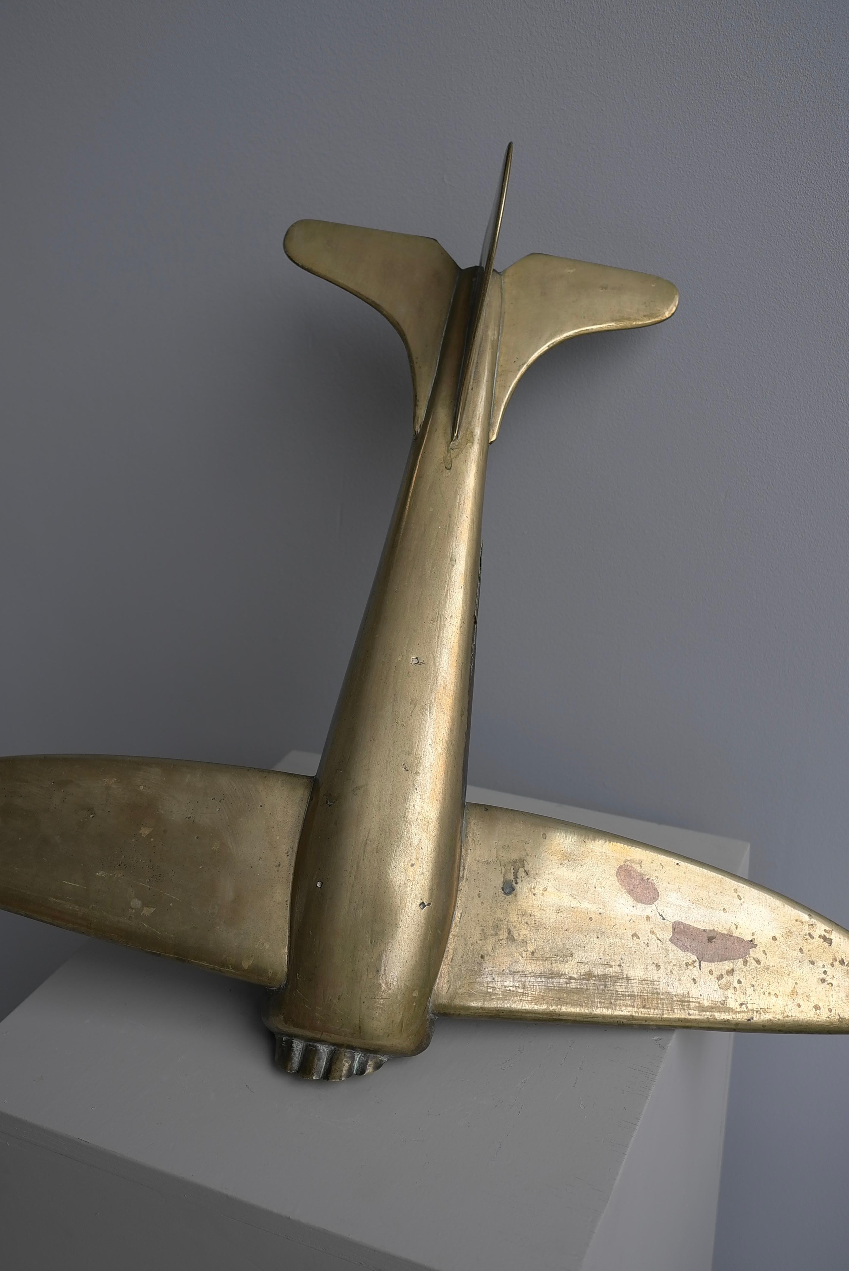 20th Century Large Bronze and Brass Airplane 'Crashed' Man Cave Art Deco Mid Century Modern  For Sale