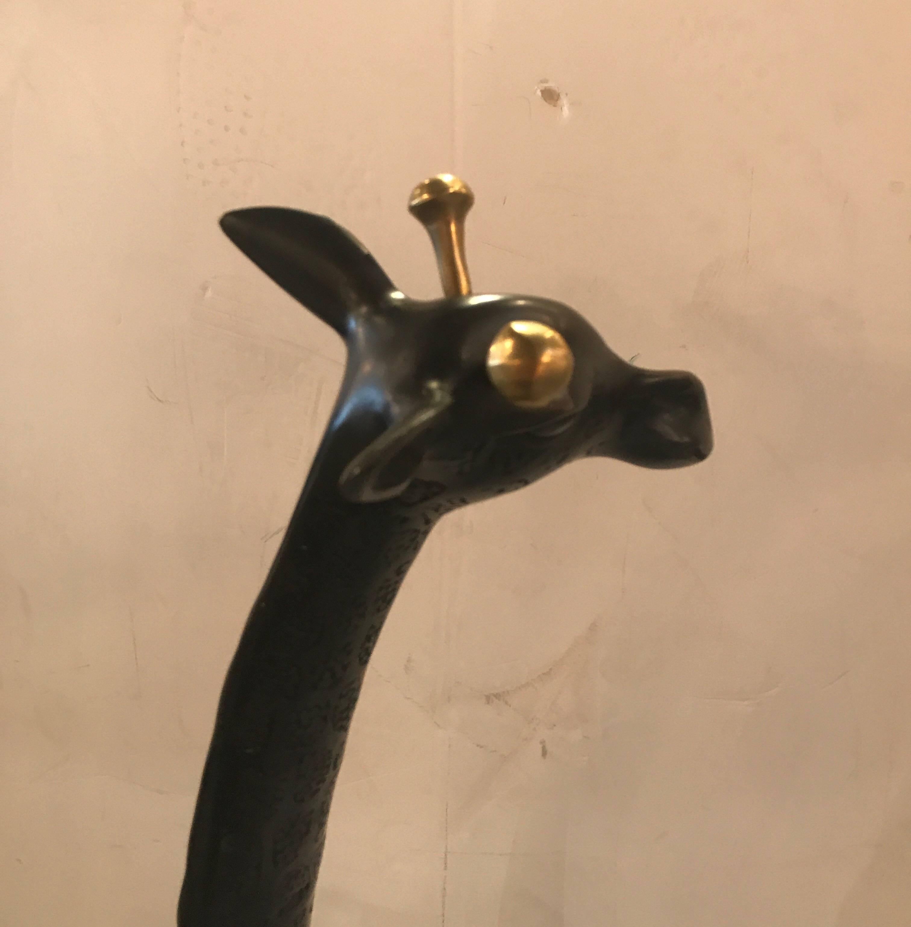 Large Bronze and Brass Giraffe Sculpture 1