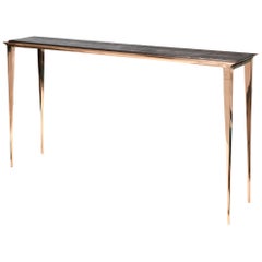 Large Bronze and Burnt Pinewood Console by Anasthasia Millot & WH Studio