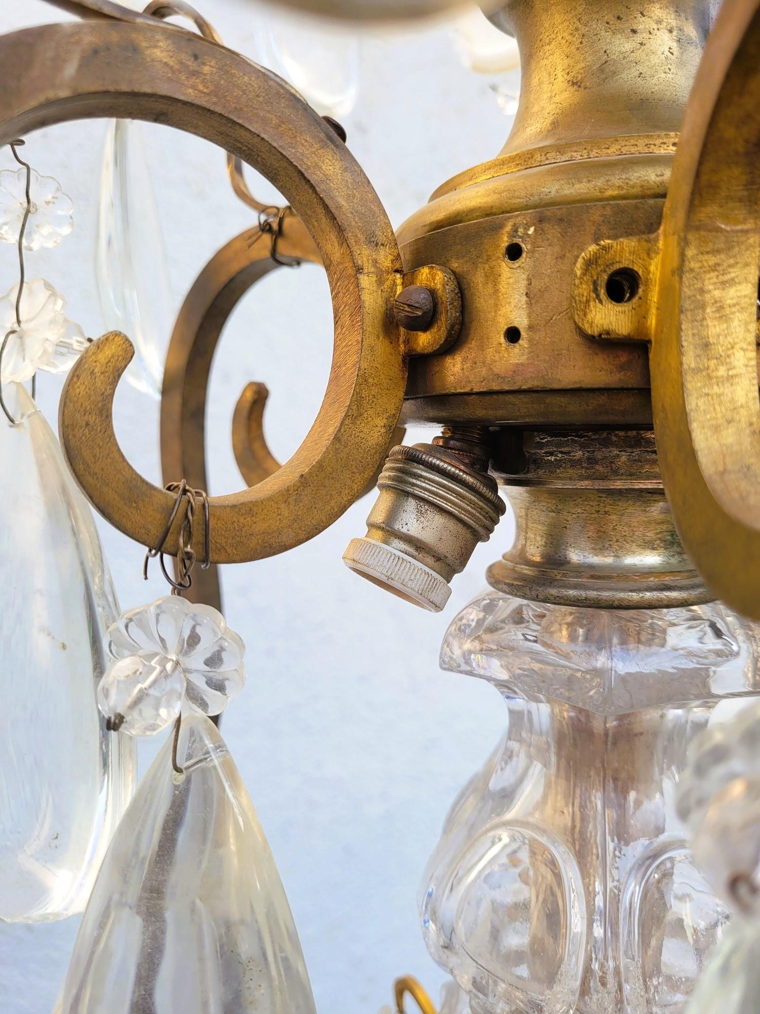 Grande lampadario a gabbia in bronzo e cristallo (h142cm), XX secolo in vendita 12