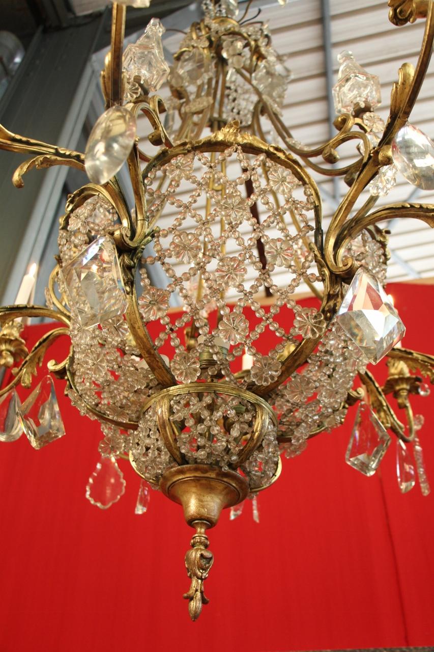 Large Bronze and Crystal Chandelier 19th Century Has 10-Light For Sale 6