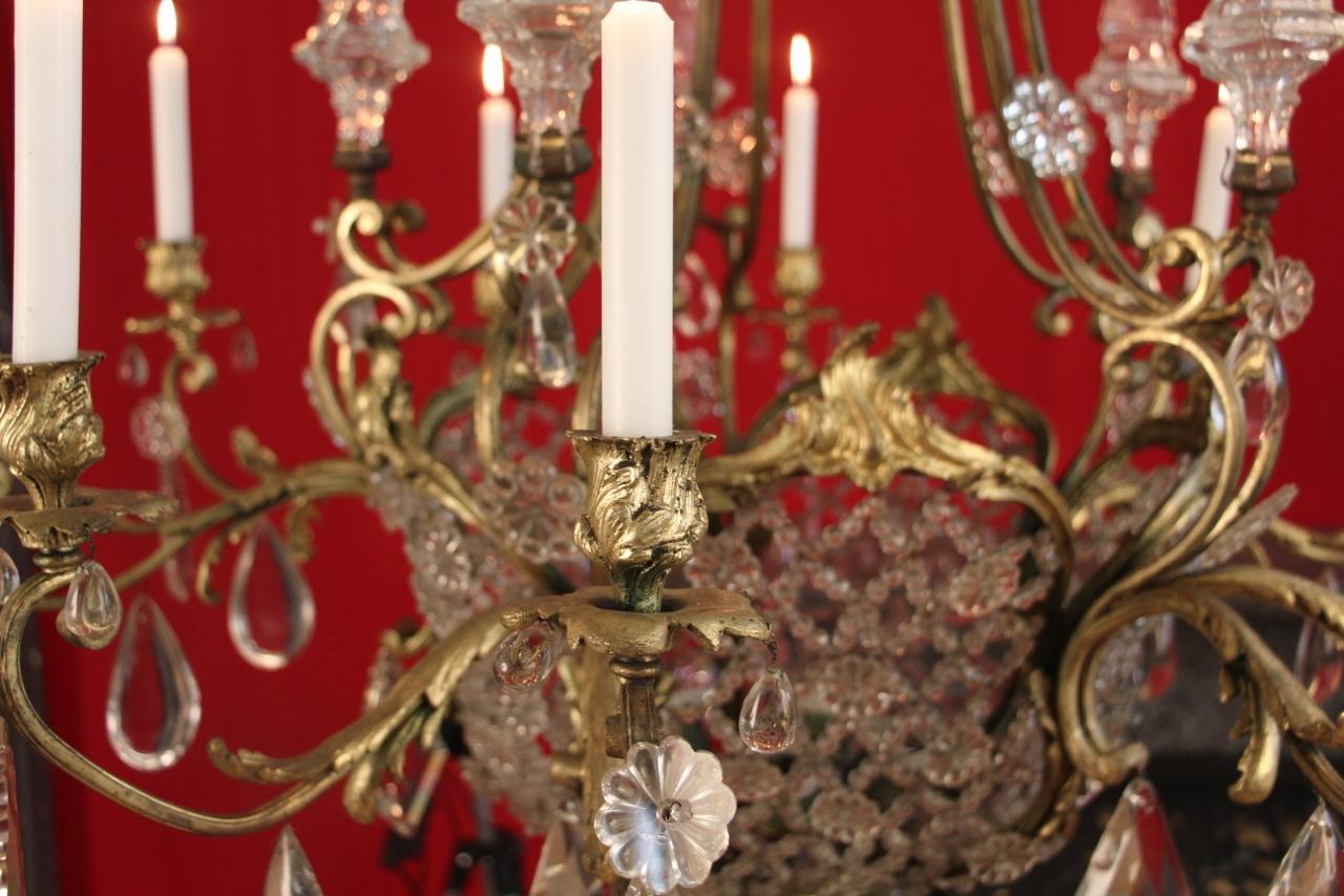 Large Bronze and Crystal Chandelier 19th Century Has 10-Light For Sale 7