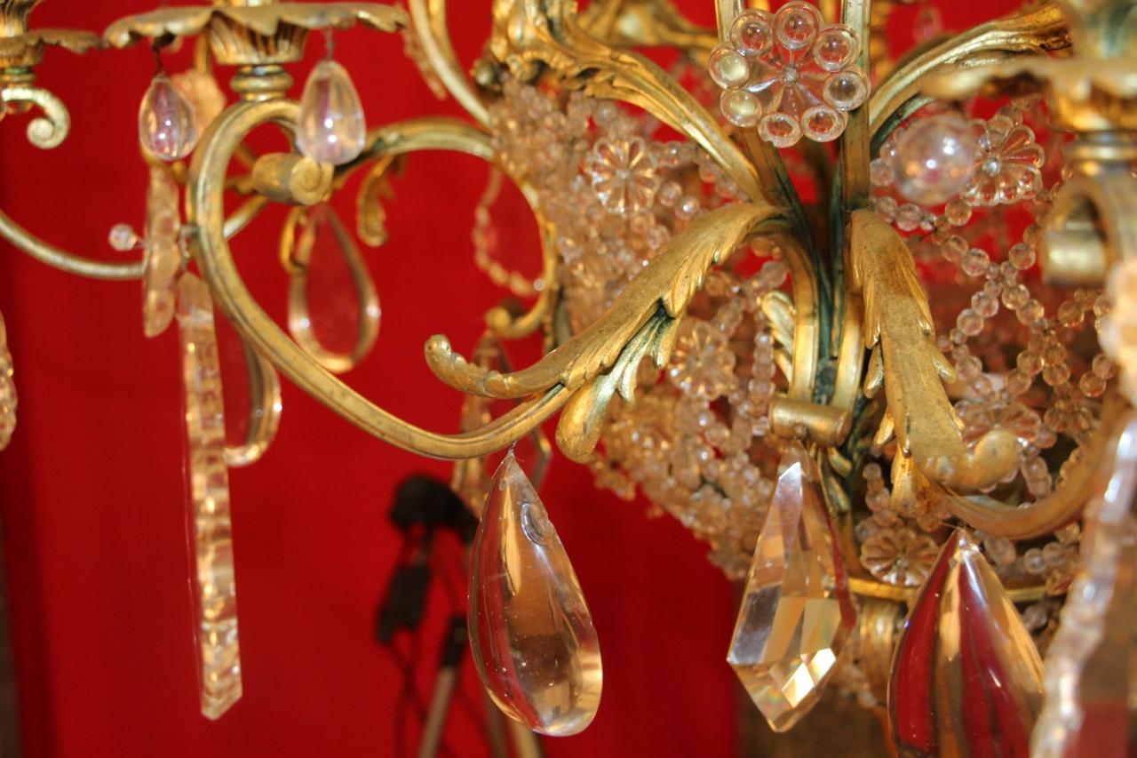Large Bronze and Crystal Chandelier 19th Century Has 10-Light For Sale 8