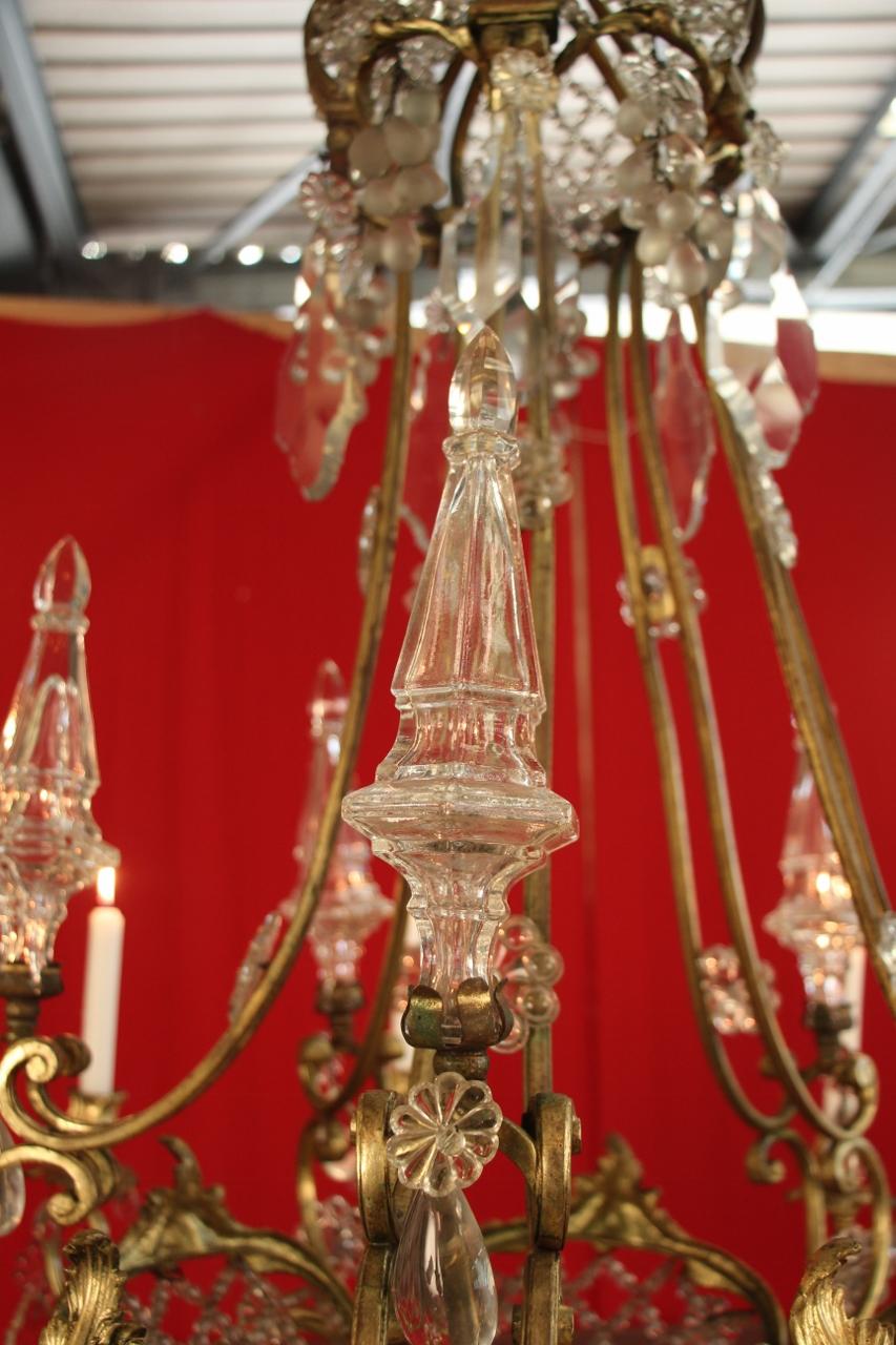 Large Bronze and Crystal Chandelier 19th Century Has 10-Light For Sale 9