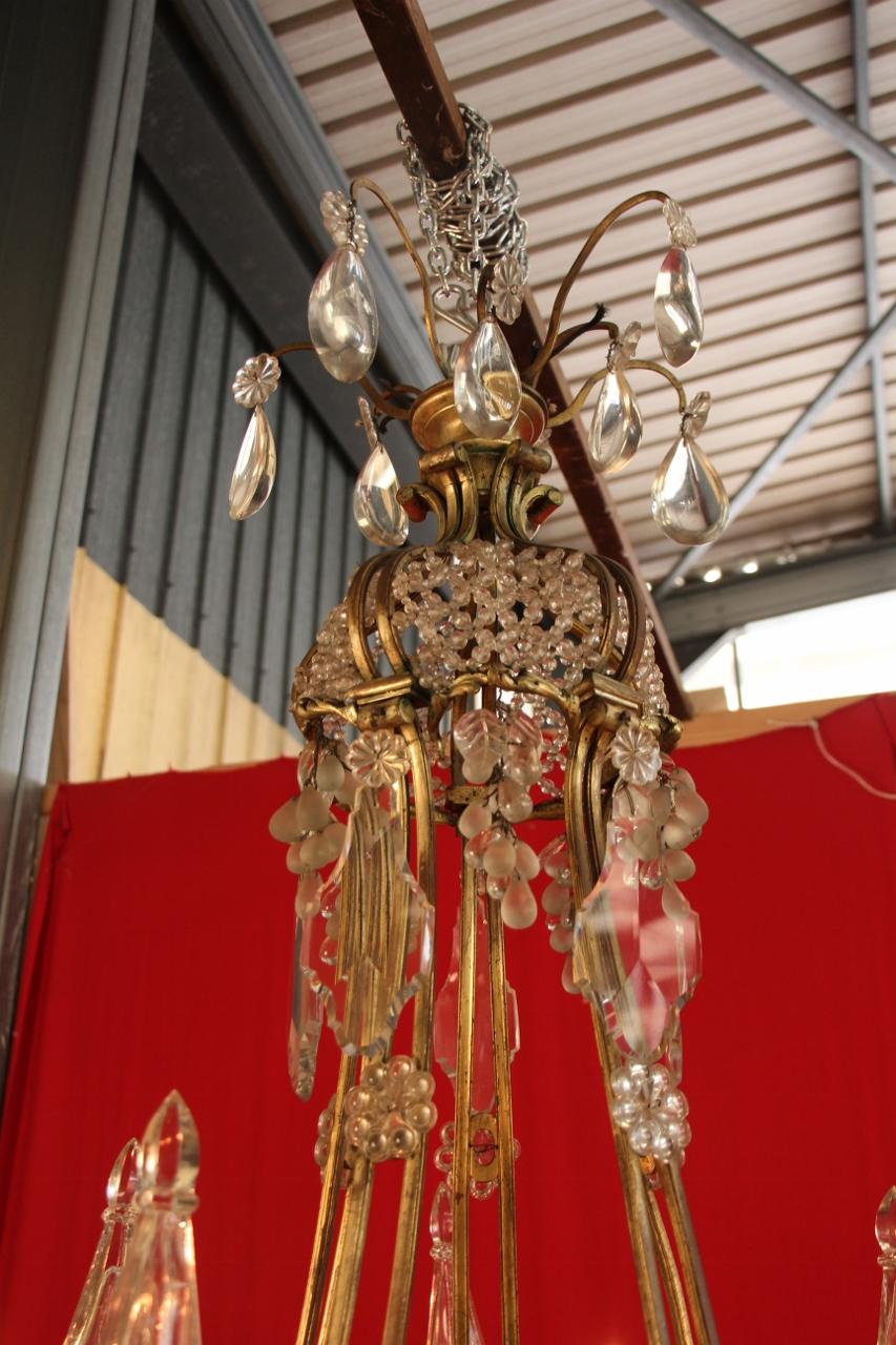 Large Bronze and Crystal Chandelier 19th Century Has 10-Light In Good Condition For Sale In charmes, FR