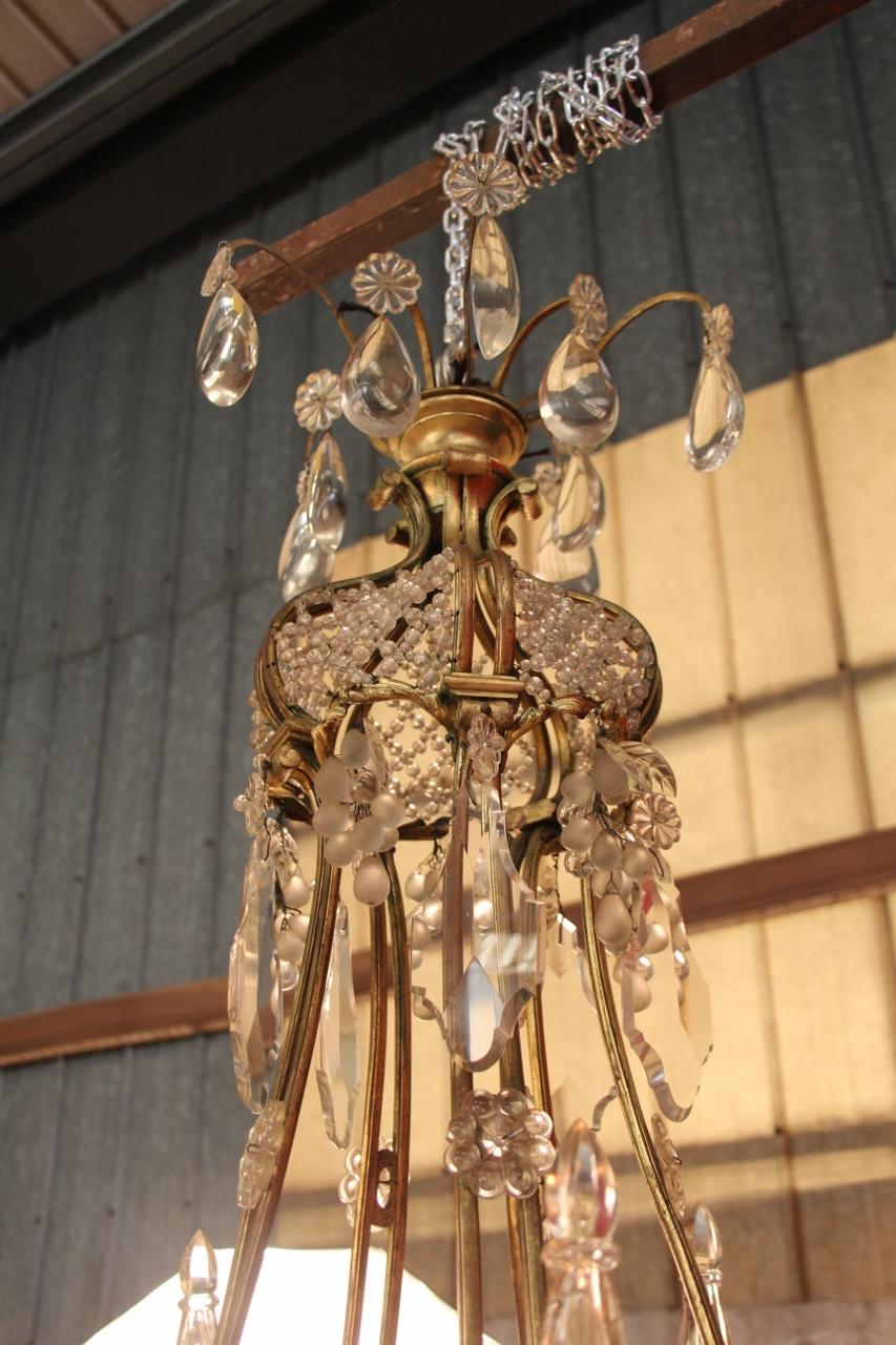 Large Bronze and Crystal Chandelier 19th Century Has 10-Light For Sale 4